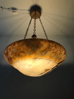 Large Swedish Art Nouveau Jugendstil Alabaster Pendant