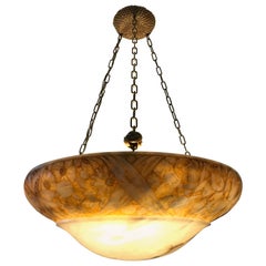 Large Swedish Art Nouveau Jugendstil Alabaster Pendant Large Swedish Art Nouveau Jugendstil Alabaster Pendant