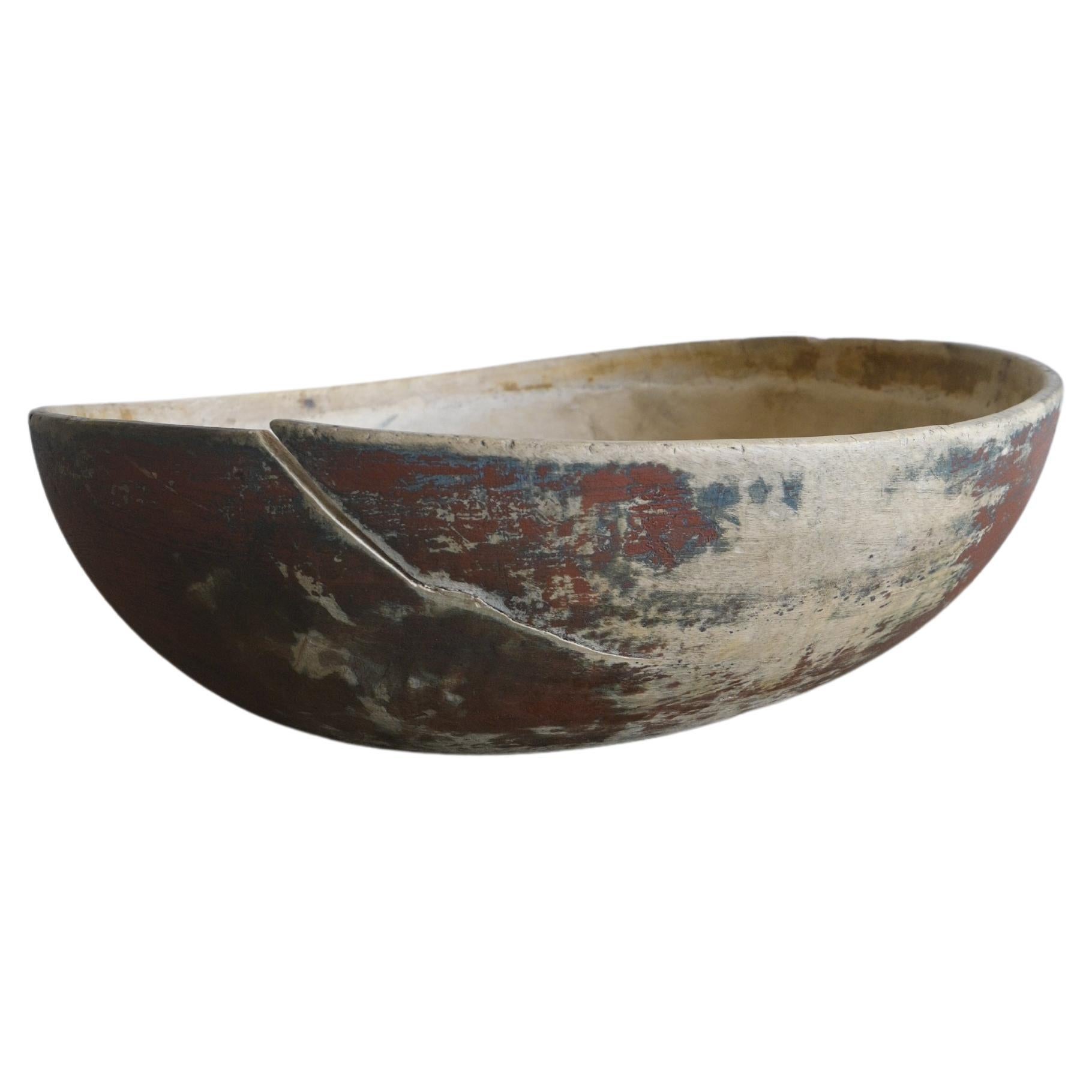 Large Swedish Birch Dugout Bowl ca 1830