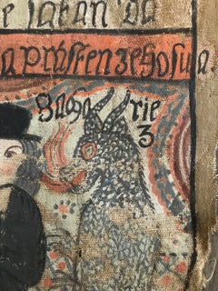 Large Swedish Bonad / Kurbitz, Naive Folk Art Wall Hanging, Smaaland, circa 1800