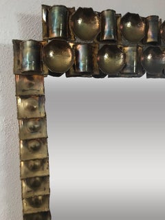 Large Swedish Brass Frame Mirror Made by Artist Claës E. Giertta One of a Kind