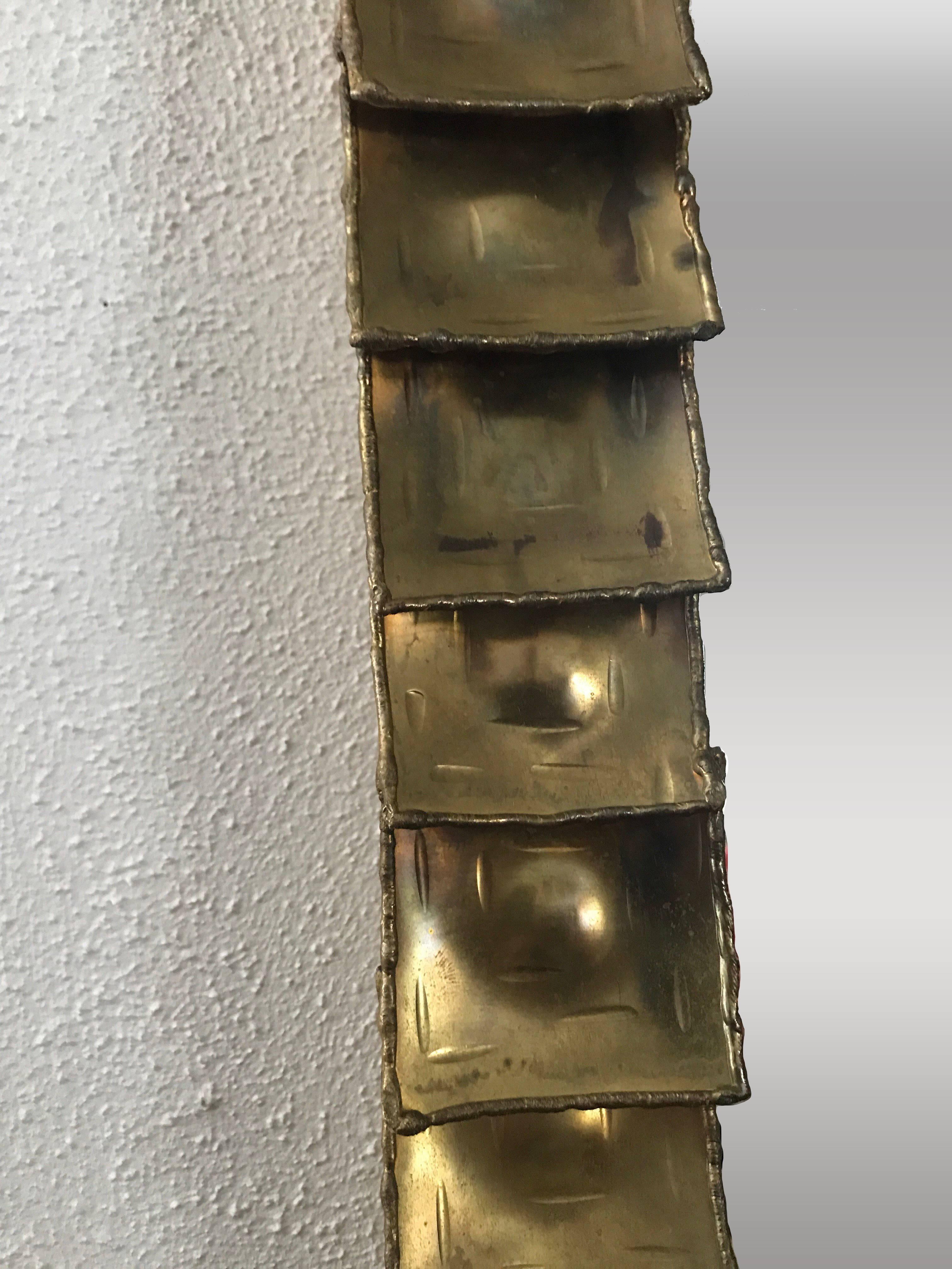 Large Swedish Brass Frame Mirror Made by Artist Claës E. Giertta One of a Kind For Sale 3