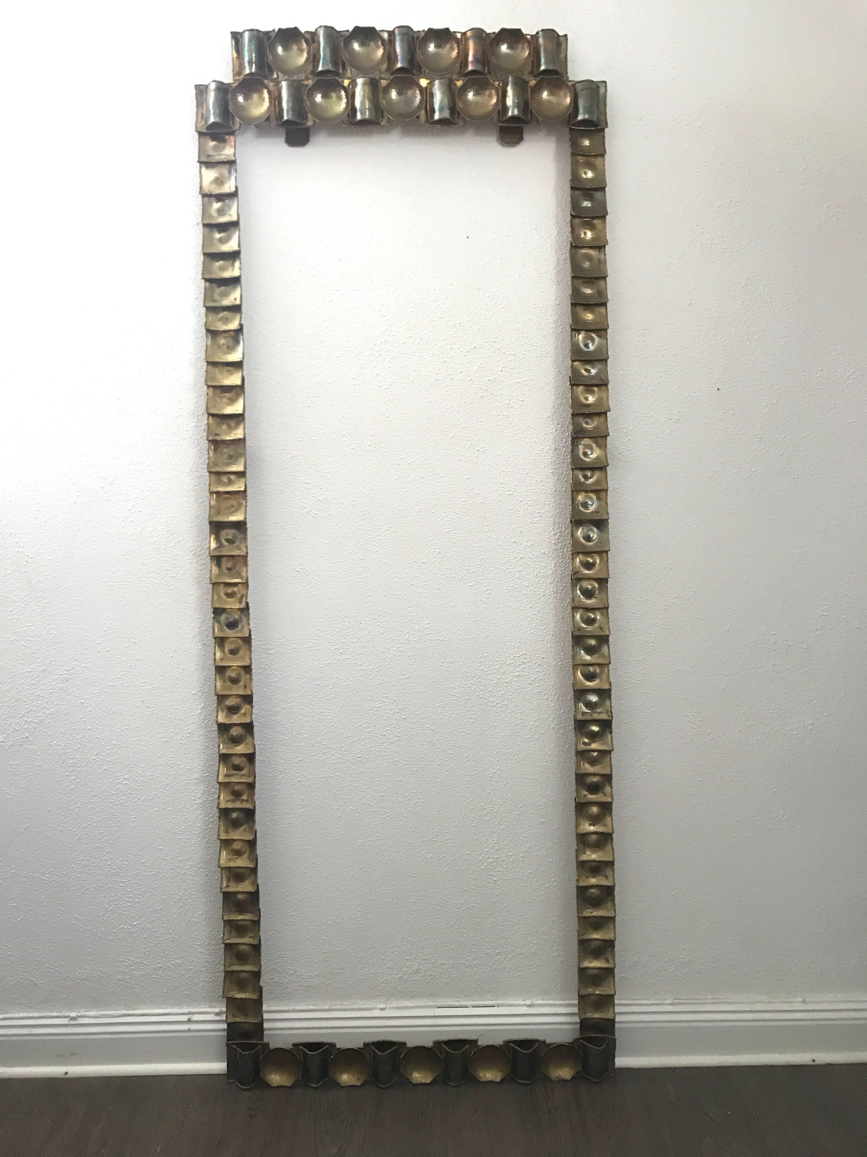 Large Swedish Brass Frame Mirror Made by Artist Claës E. Giertta One of a Kind For Sale 4