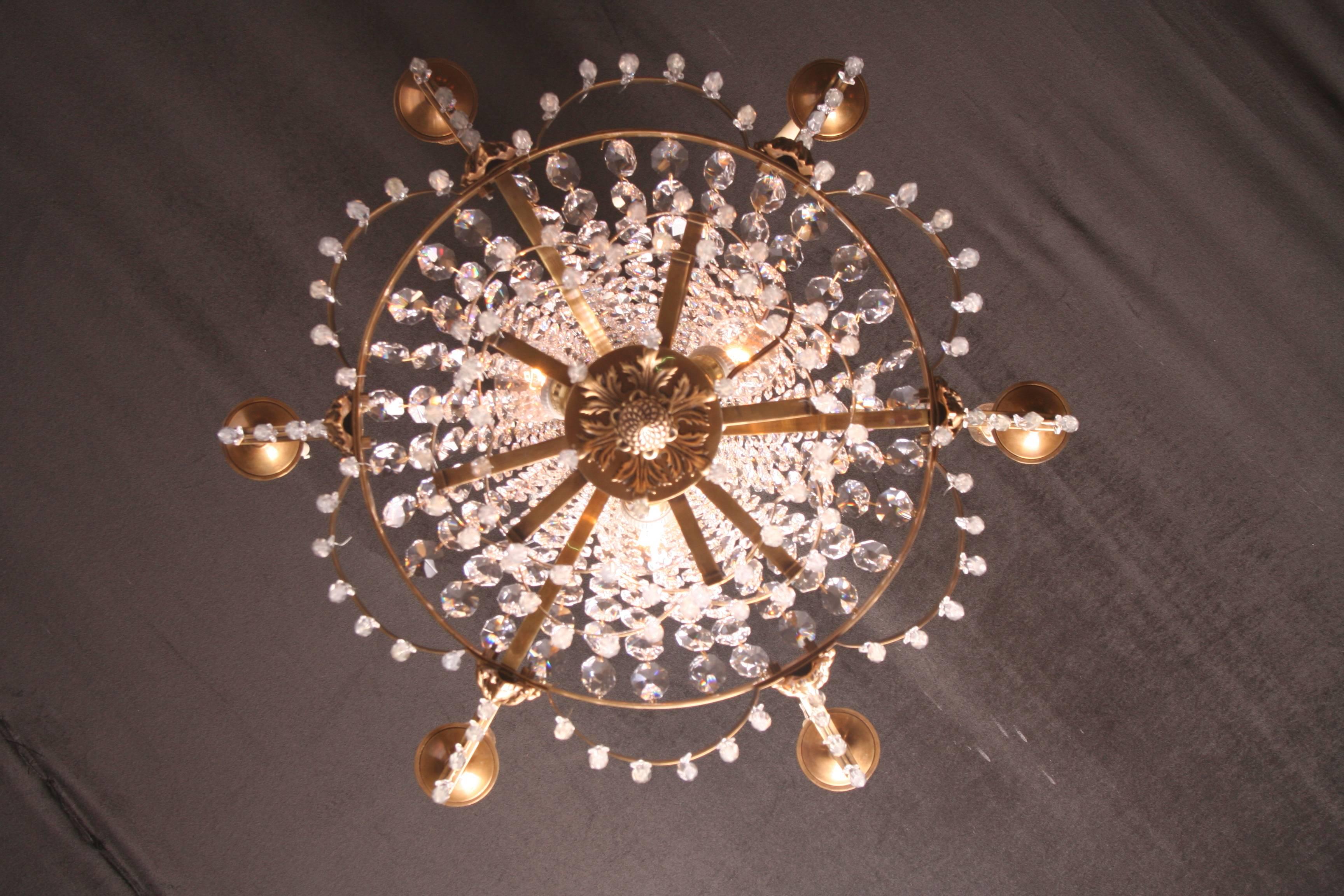 Large Swedish Ceiling Chandelier in Classicist Style For Sale 1