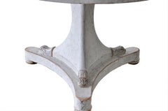 Large Swedish Centre Table with Carved Dolphin Heads Repainted in Light Gray