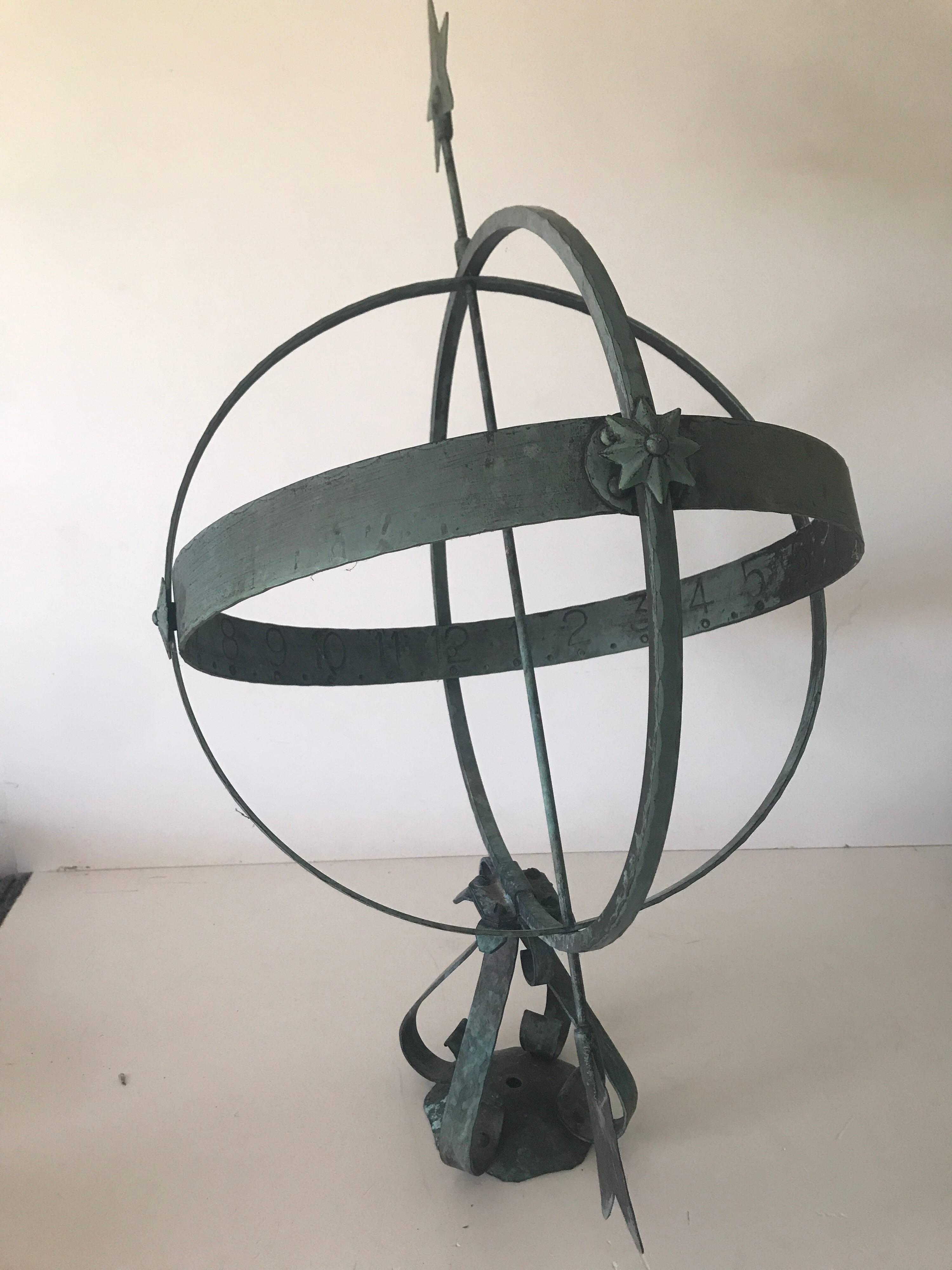 Large Swedish Copper Garden Sundial, 1950 In Excellent Condition In Drottningholm, SE