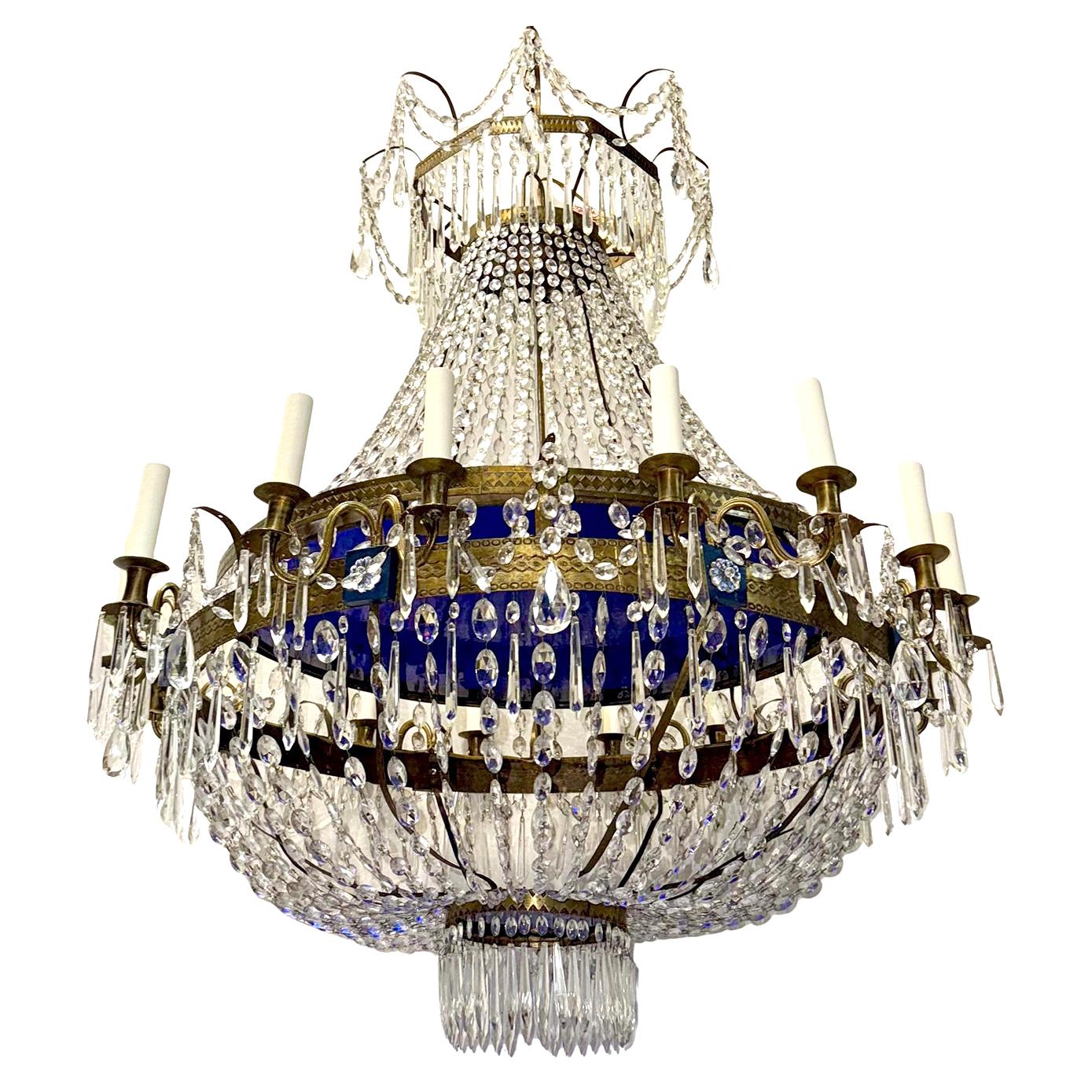 Large Swedish Crystal Chandelier For Sale 4