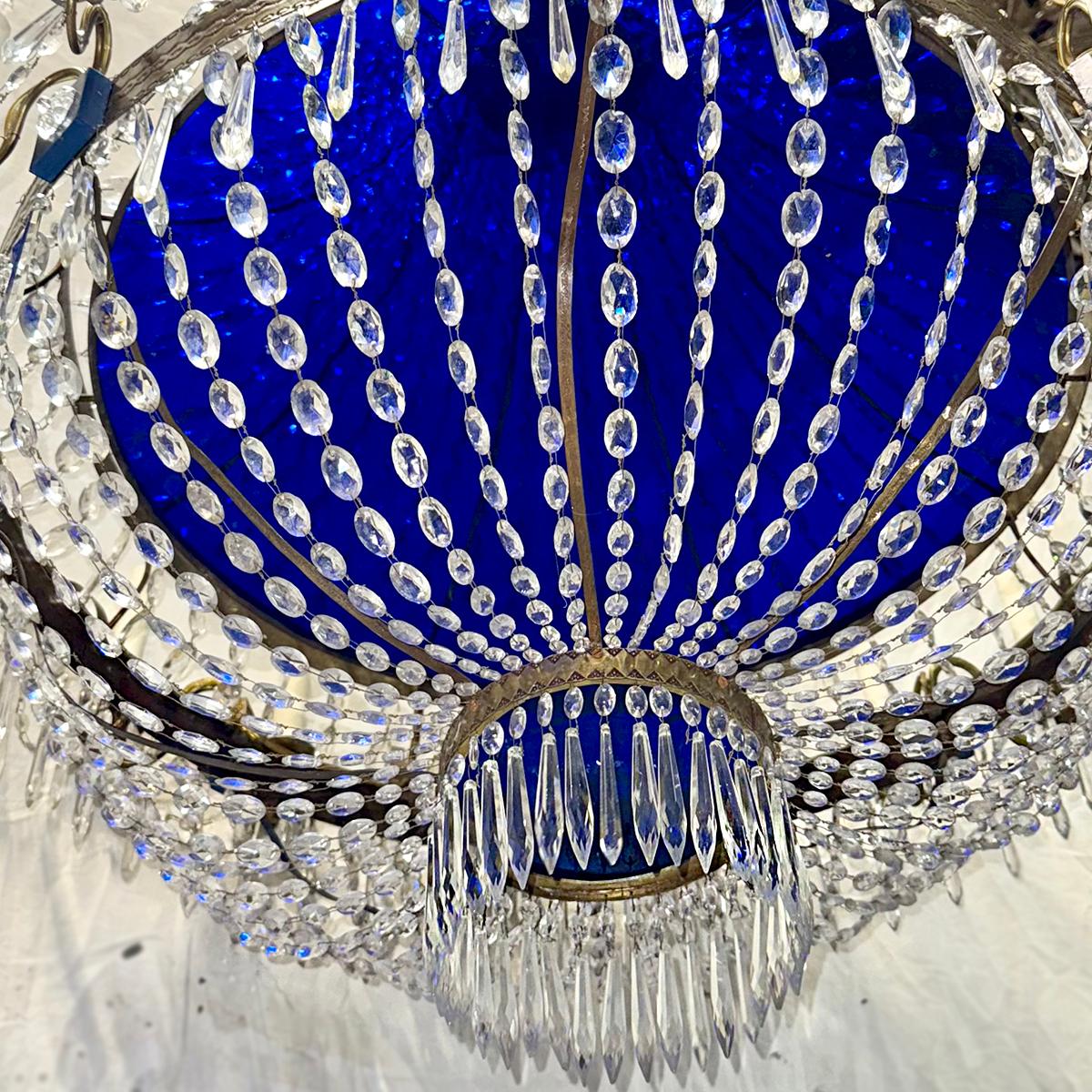 Large Swedish Crystal Chandelier In Good Condition For Sale In New York, NY