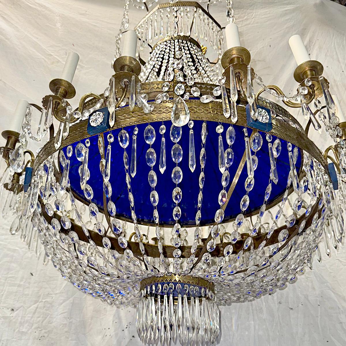 Early 20th Century Large Swedish Crystal Chandelier For Sale