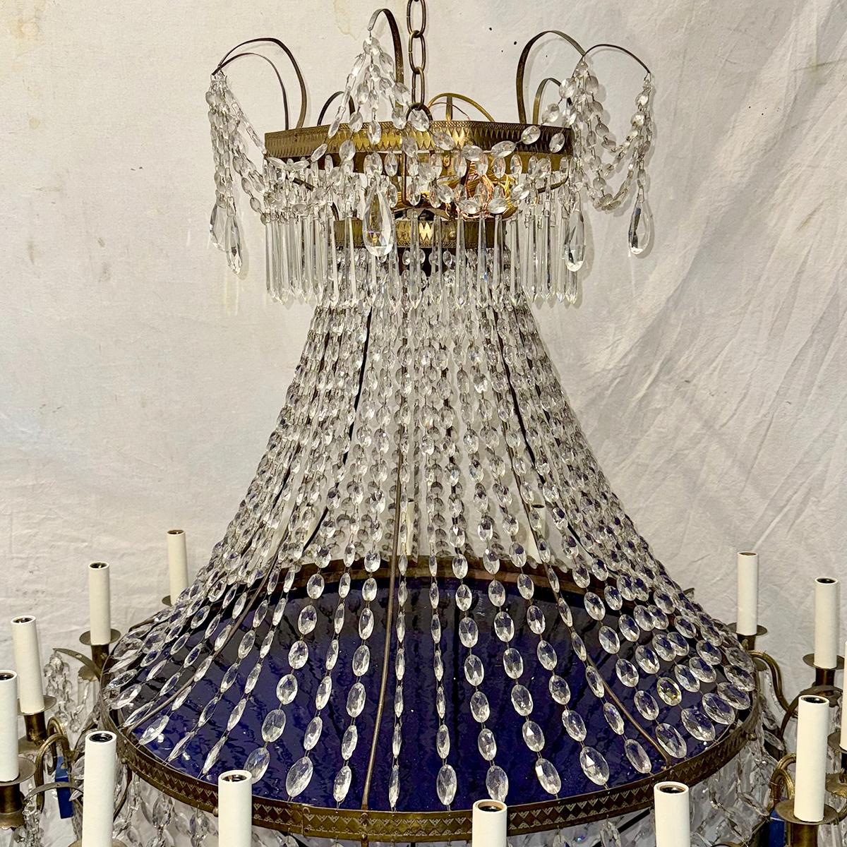 Large Swedish Crystal Chandelier For Sale 1
