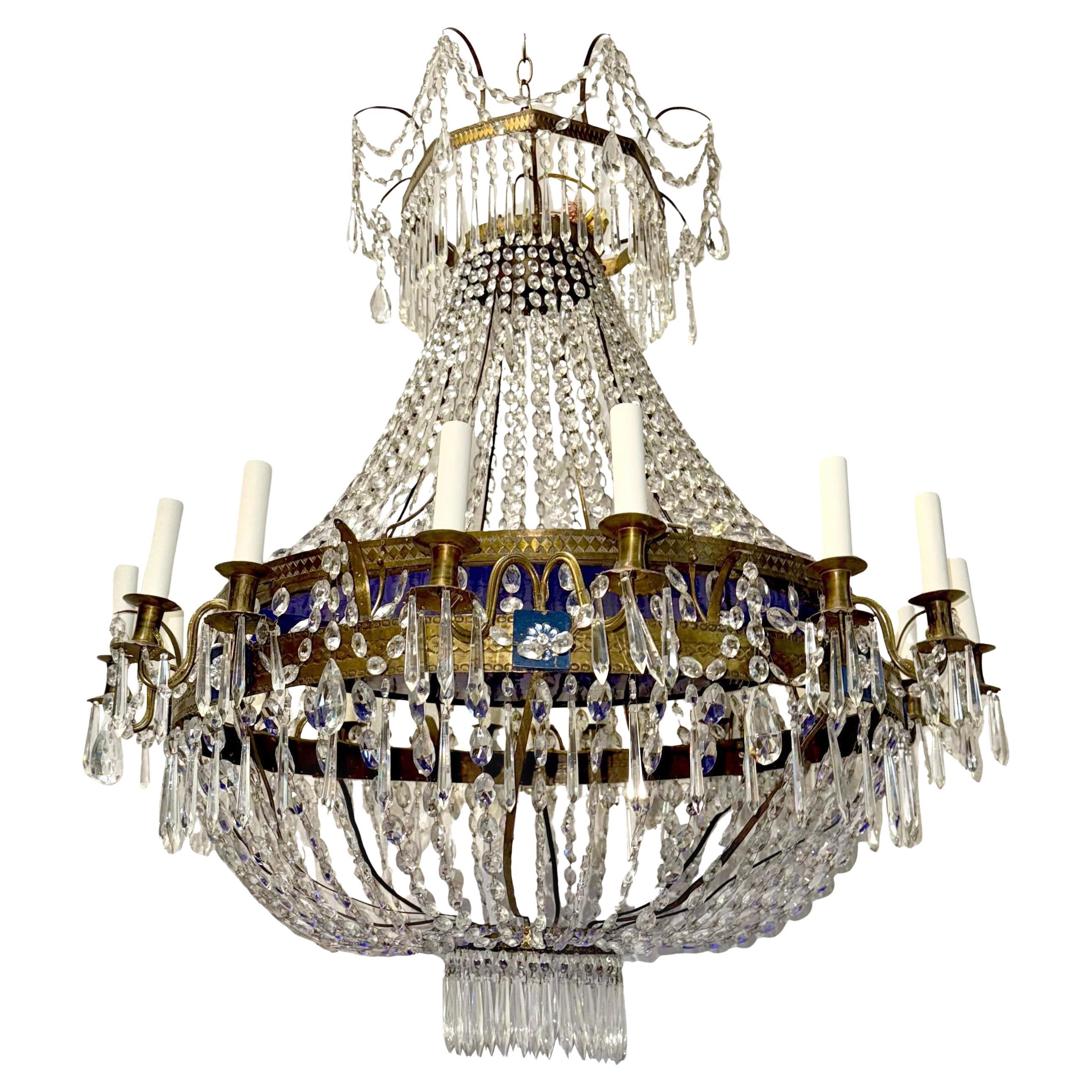 Large Swedish Crystal Chandelier