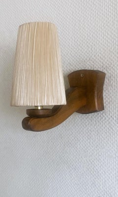Swedish Designer Pine Wall Sconce with Pleated Shade, Sweden, 1950s