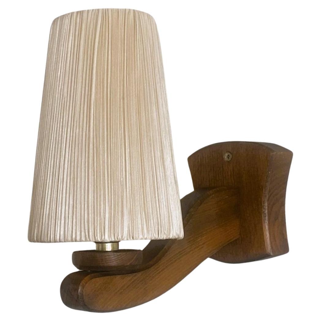 Swedish Designer Pine Wall Sconce with Pleated Shade, Sweden, 1950s