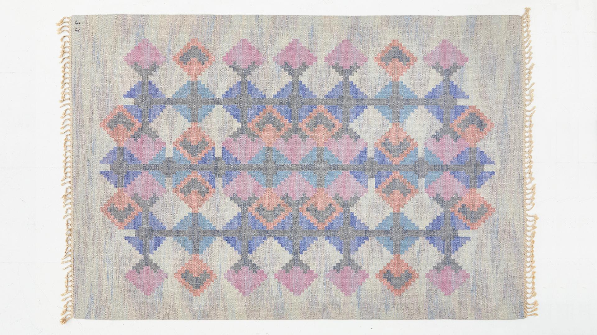 Large Swedish Flat Weave Carpet by Judith Johansson For Sale 3
