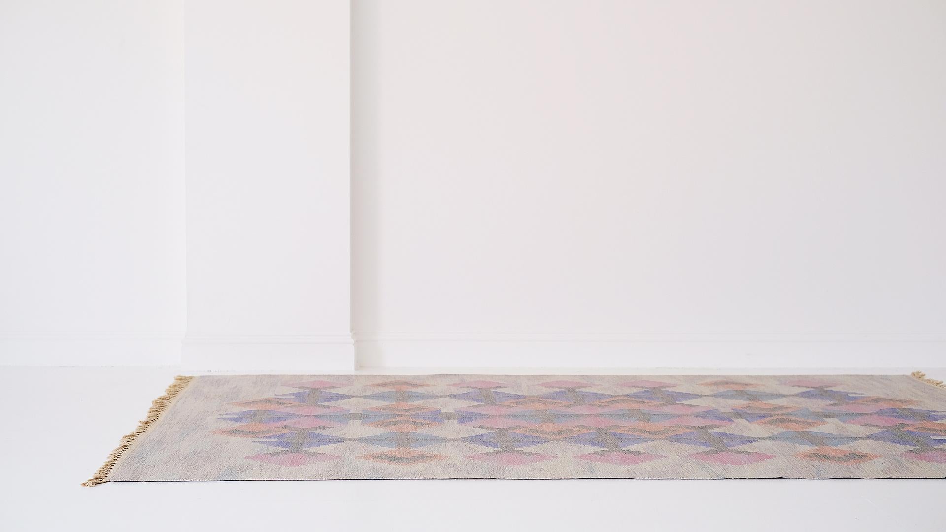 Wool Large Swedish Flat Weave Carpet by Judith Johansson For Sale