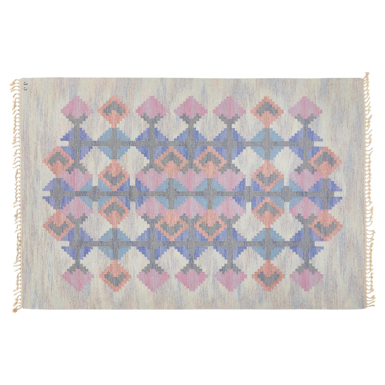 Large Swedish Flat Weave Carpet by Judith Johansson For Sale