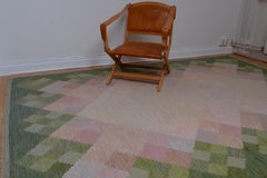 Large Swedish Flat-Weave Kilim Rölakan Carpet "OPAL" by Brita Svefors