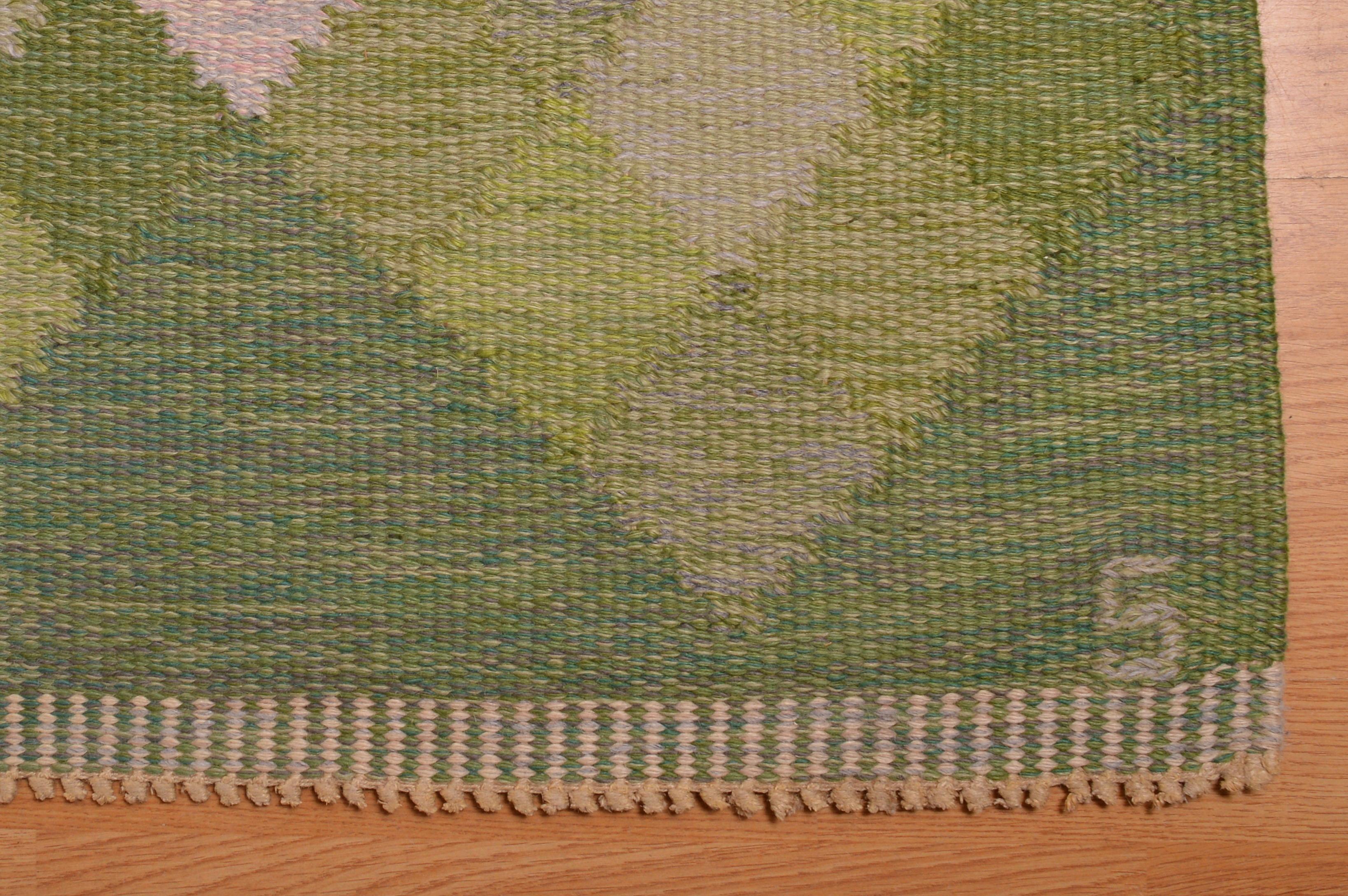 Large Swedish Flat-Weave Kilim Rölakan Carpet 