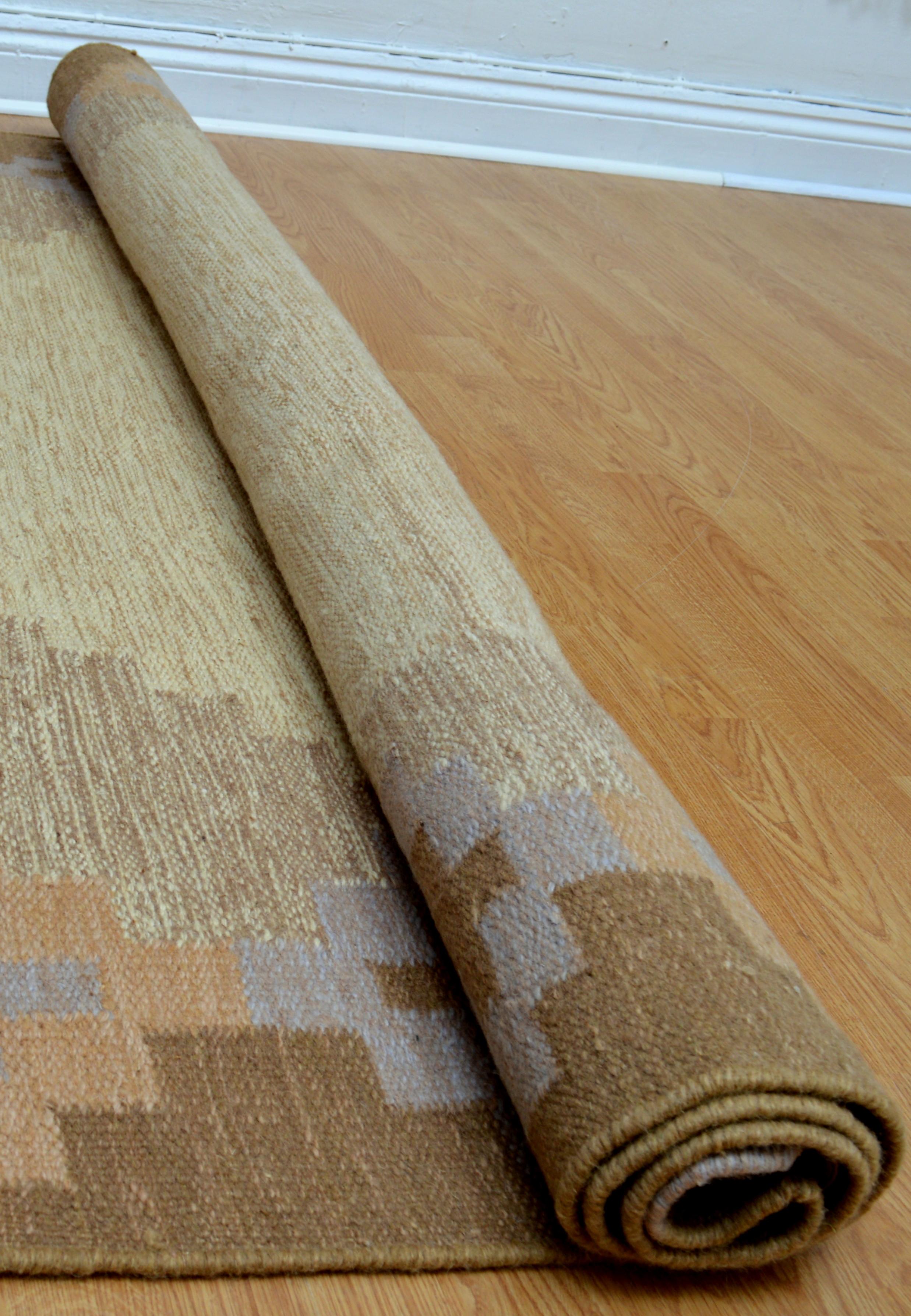 Gran alfombra kilim sueca de tejido plano Rölakan, años 70 Sueco en venta