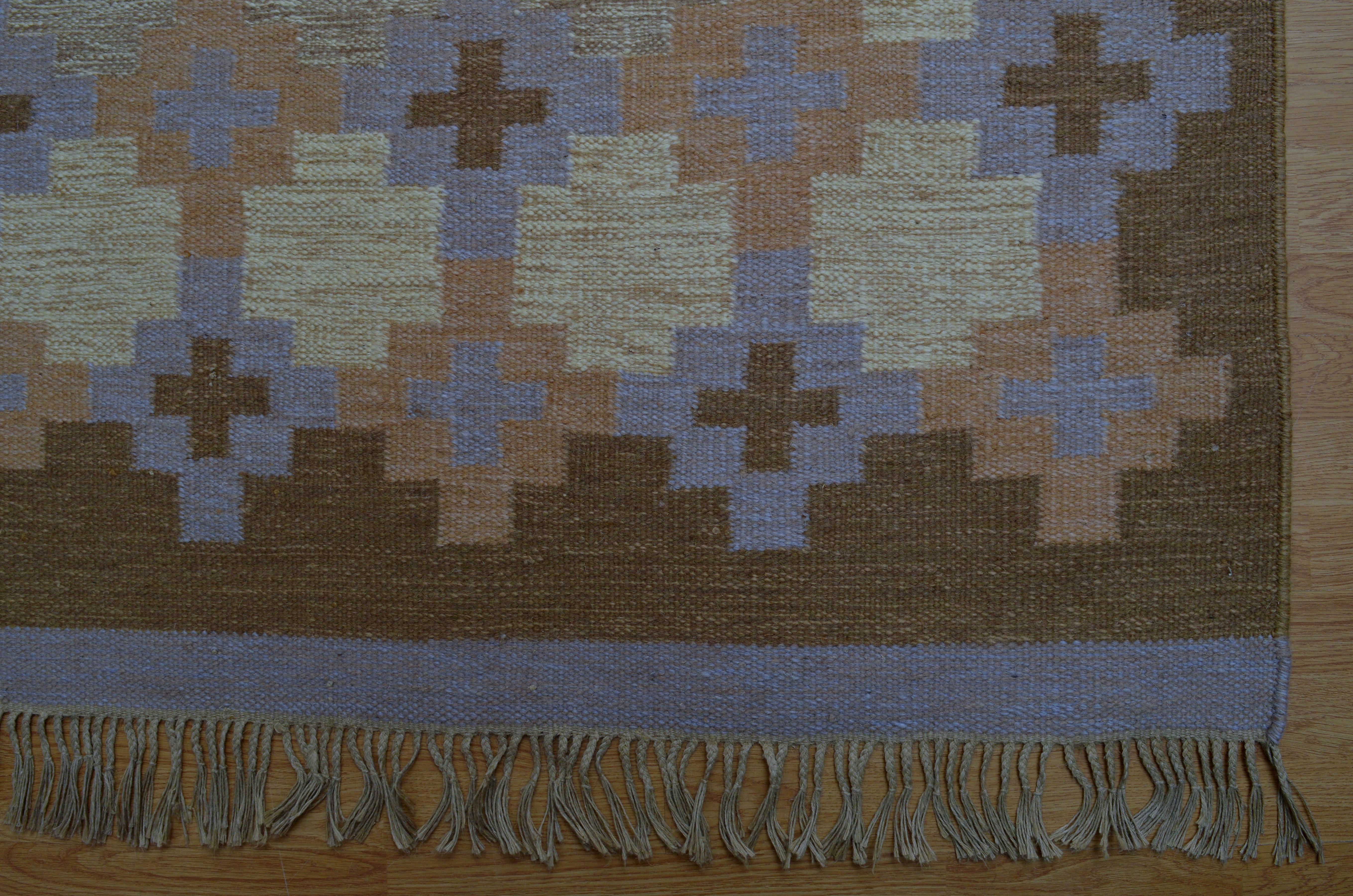 Gran alfombra kilim sueca de tejido plano Rölakan, años 70 en Bueno estado para la venta en Stockholm, SE