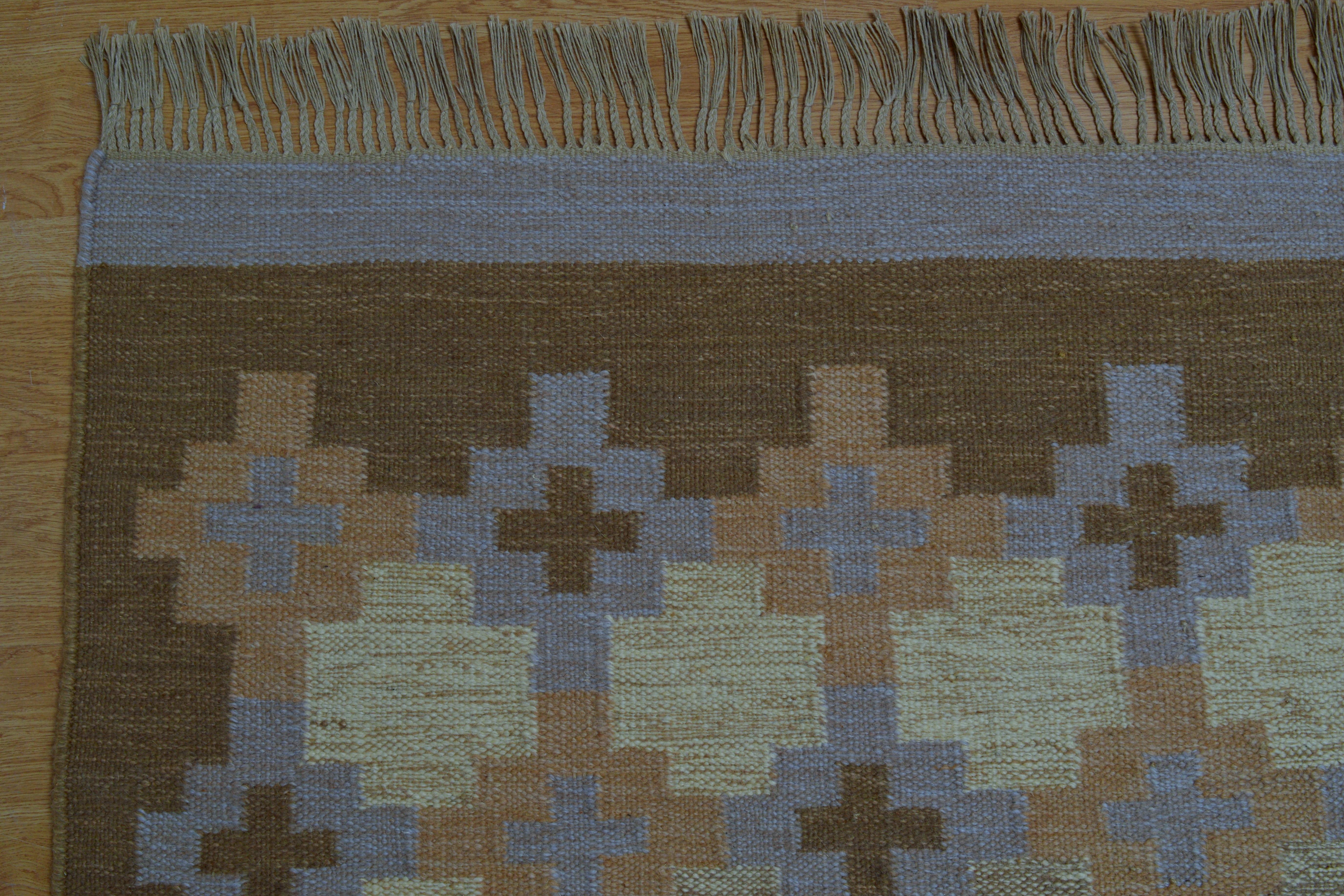 Gran alfombra kilim sueca de tejido plano Rölakan, años 70 siglo XX en venta