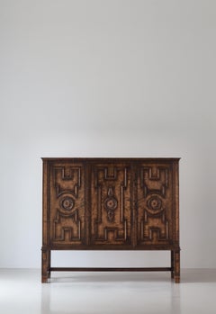 Large Swedish Grace "BORGHOLM" Cabinet Stained Birch, Bodafors, 1920s, Sweden