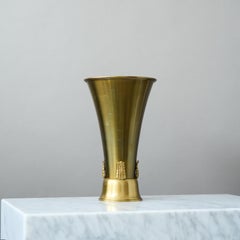 Large Swedish Grace Brass Vase by Ystad Metall / Brons, Sweden, 1930s