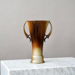 Large Swedish Grace Bronze Vase by Ystad Metall / Brons, Sweden, 1930s