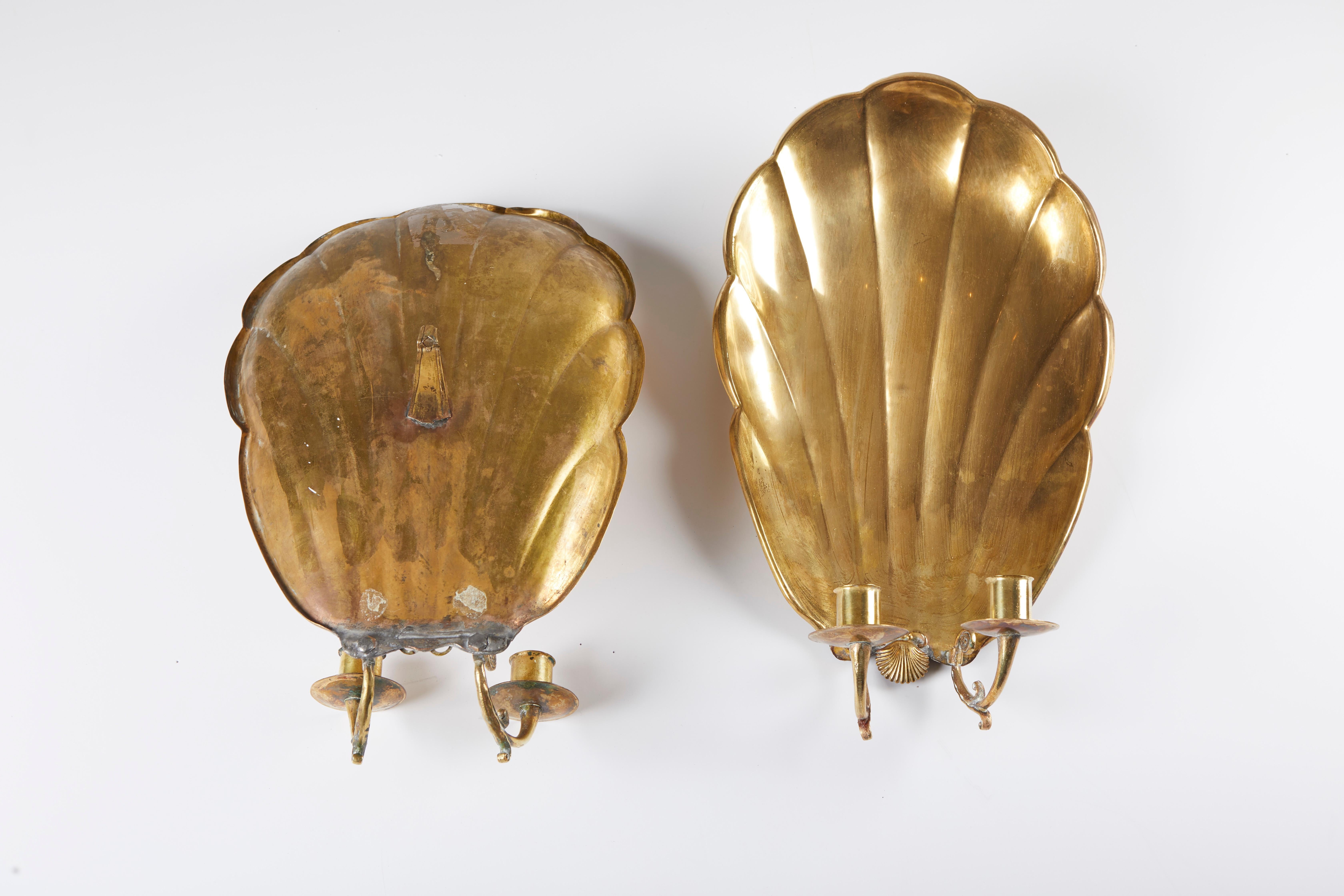 Mid-20th Century Large Swedish Grace Shell-Form Sconces For Sale