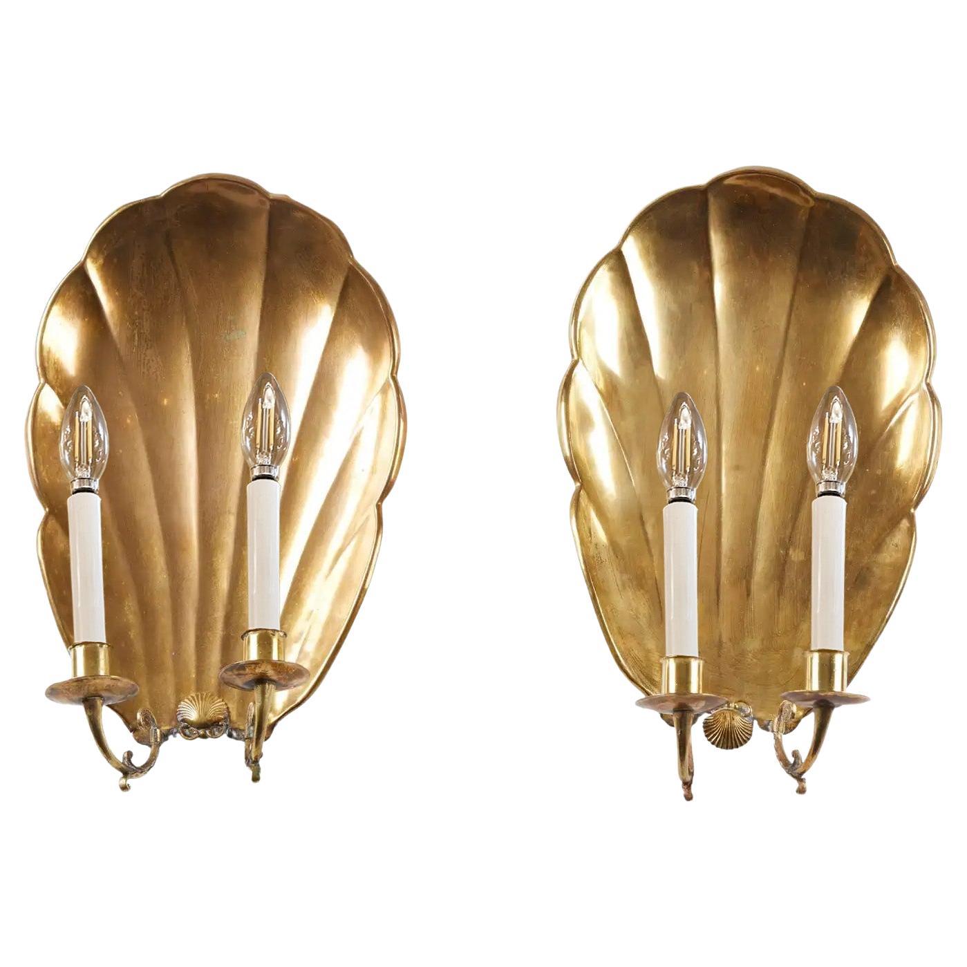 Large Swedish Grace Shell-Form Sconces For Sale