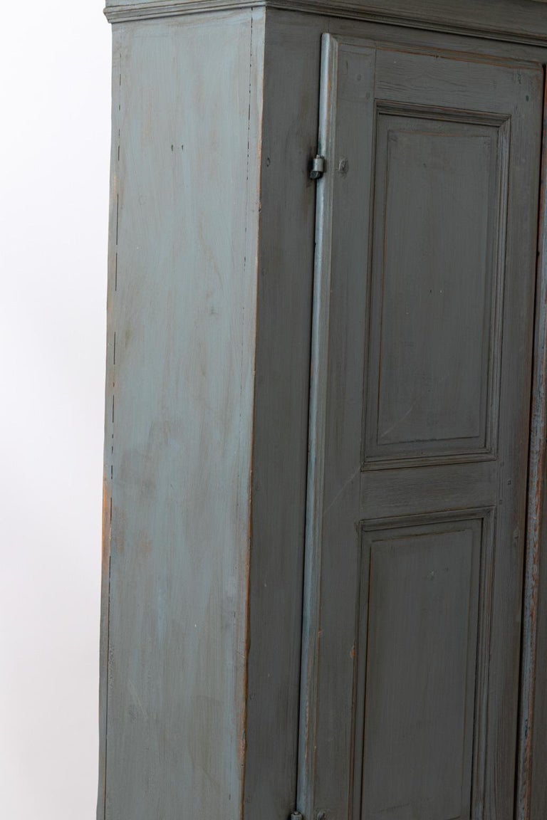Large Swedish Gray Painted Cupboard at 1stdibs