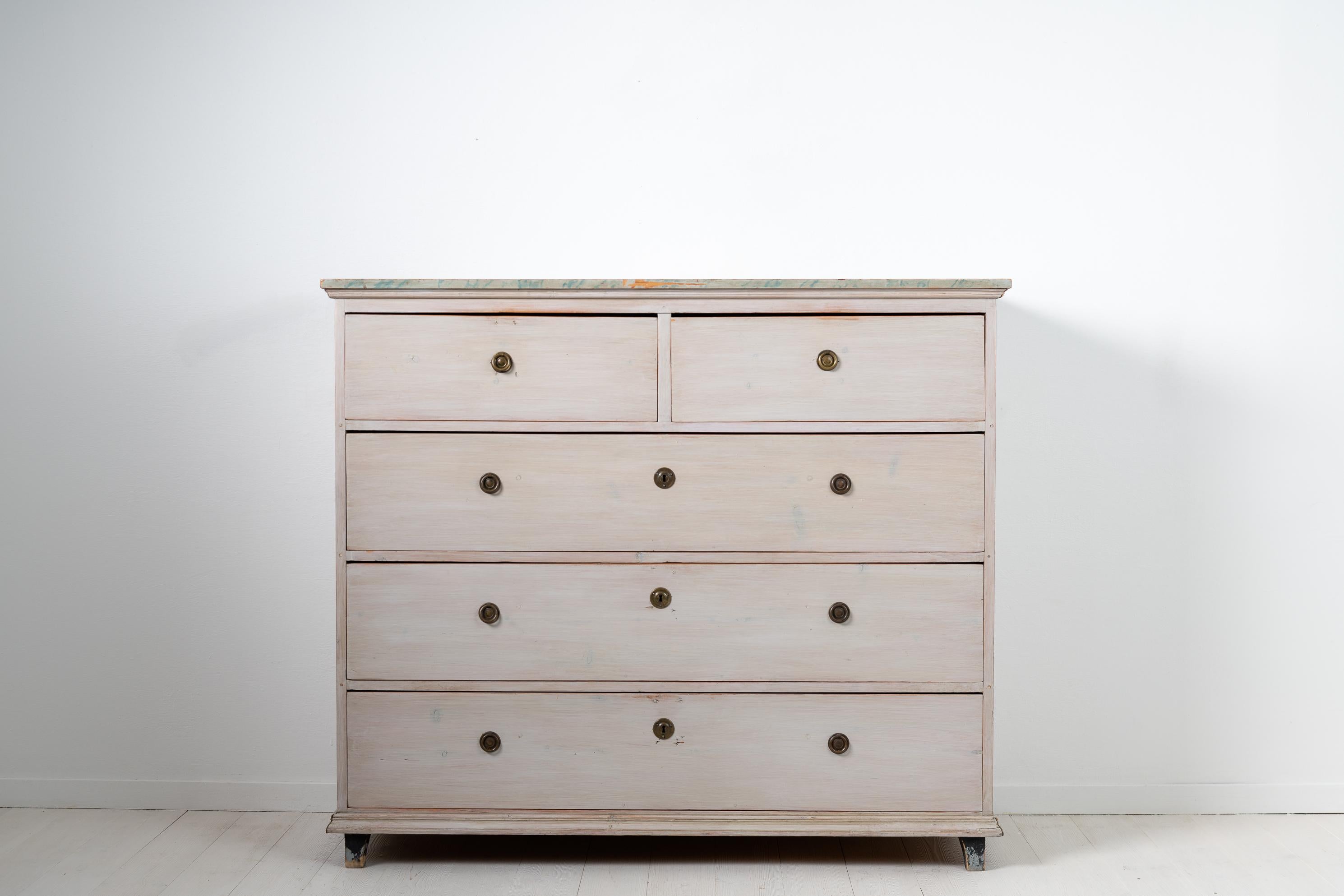 Hand-Crafted Large Swedish Gustavian Pine Chest of Drawers