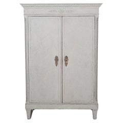 Large Swedish Gustavian Style Linen Cabinet with Carved Details, Circa 1910