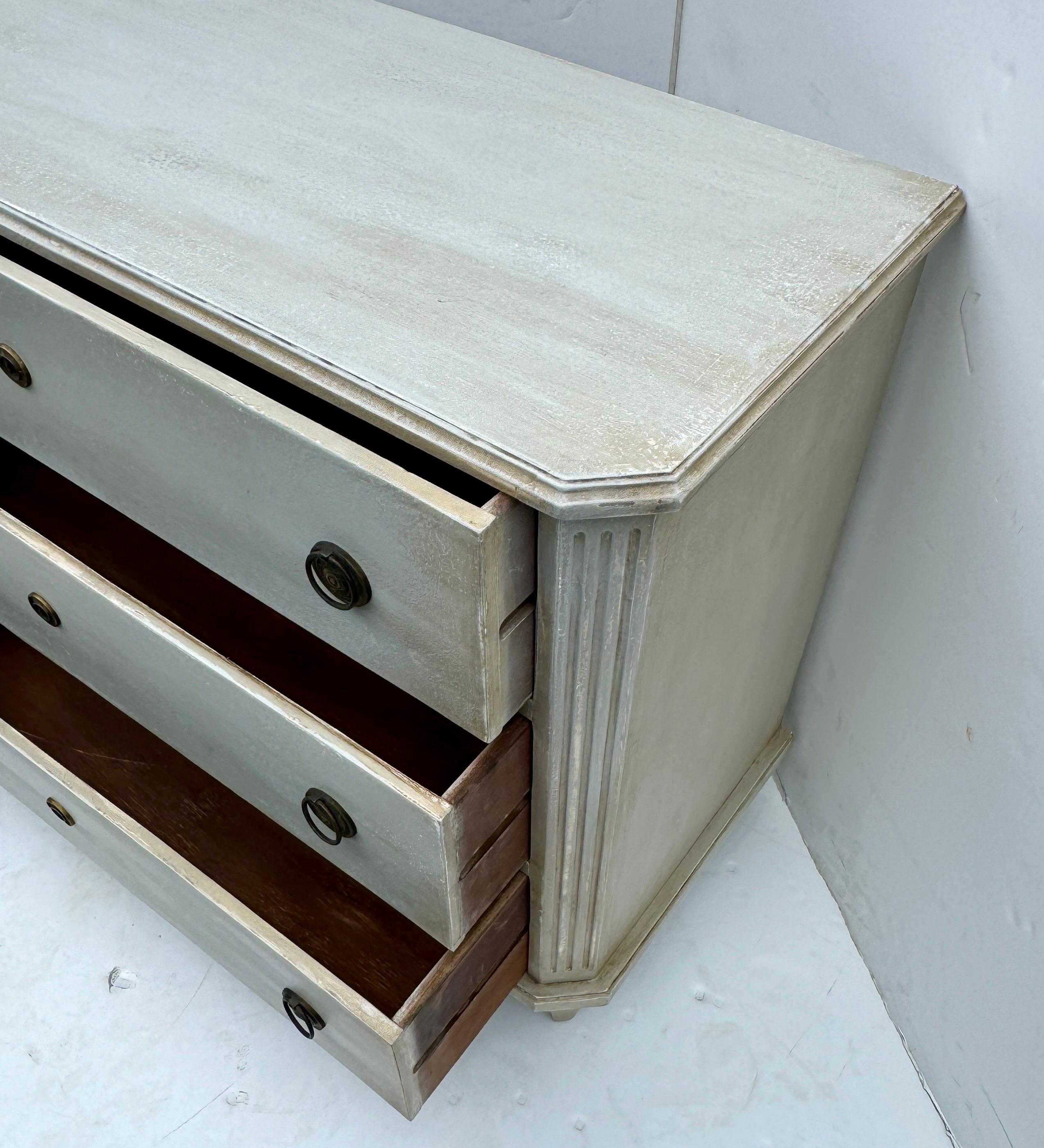 Large Swedish Gustavian Style Painted Chest of Drawers Bureau For Sale 6