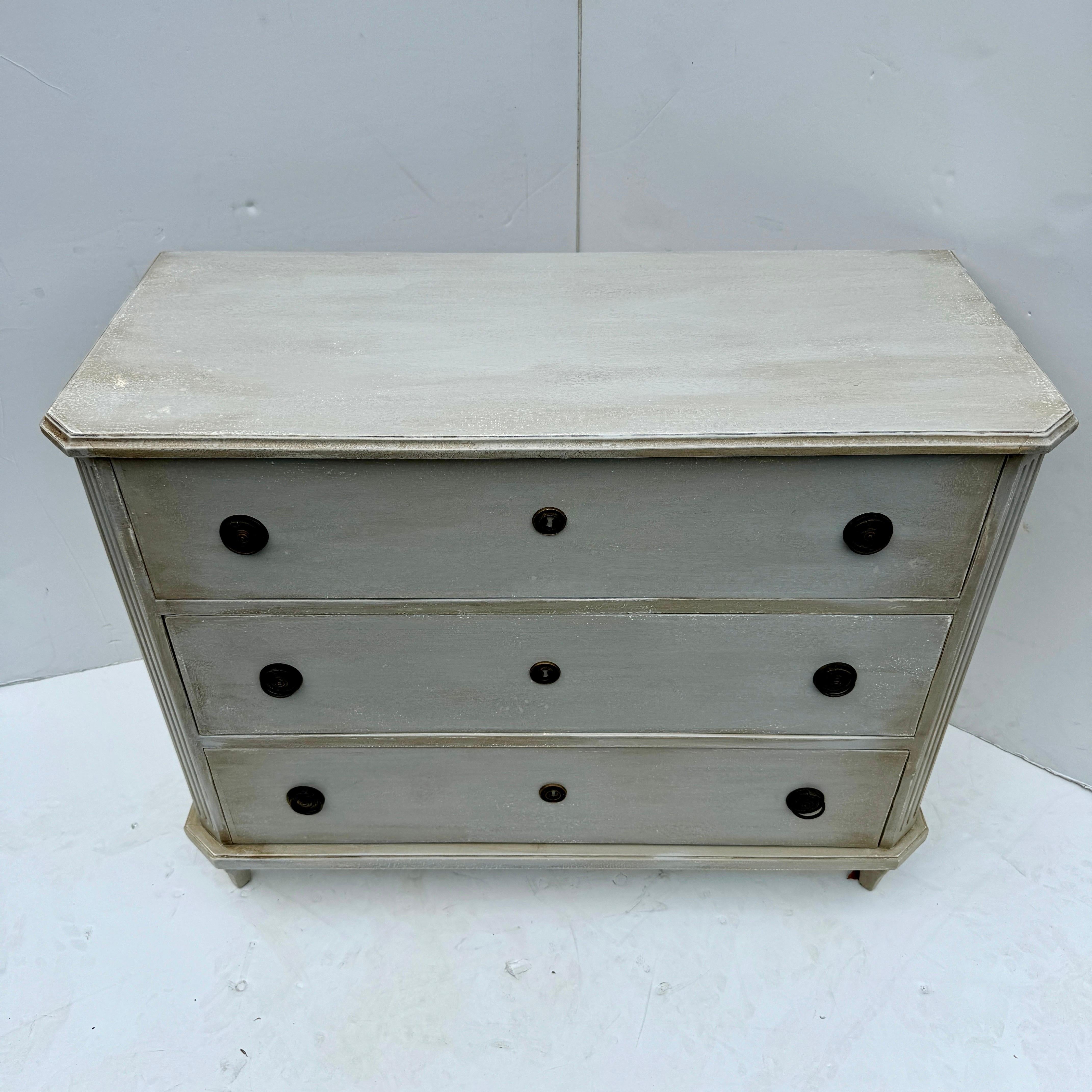 European Large Swedish Gustavian Style Painted Chest of Drawers Bureau For Sale