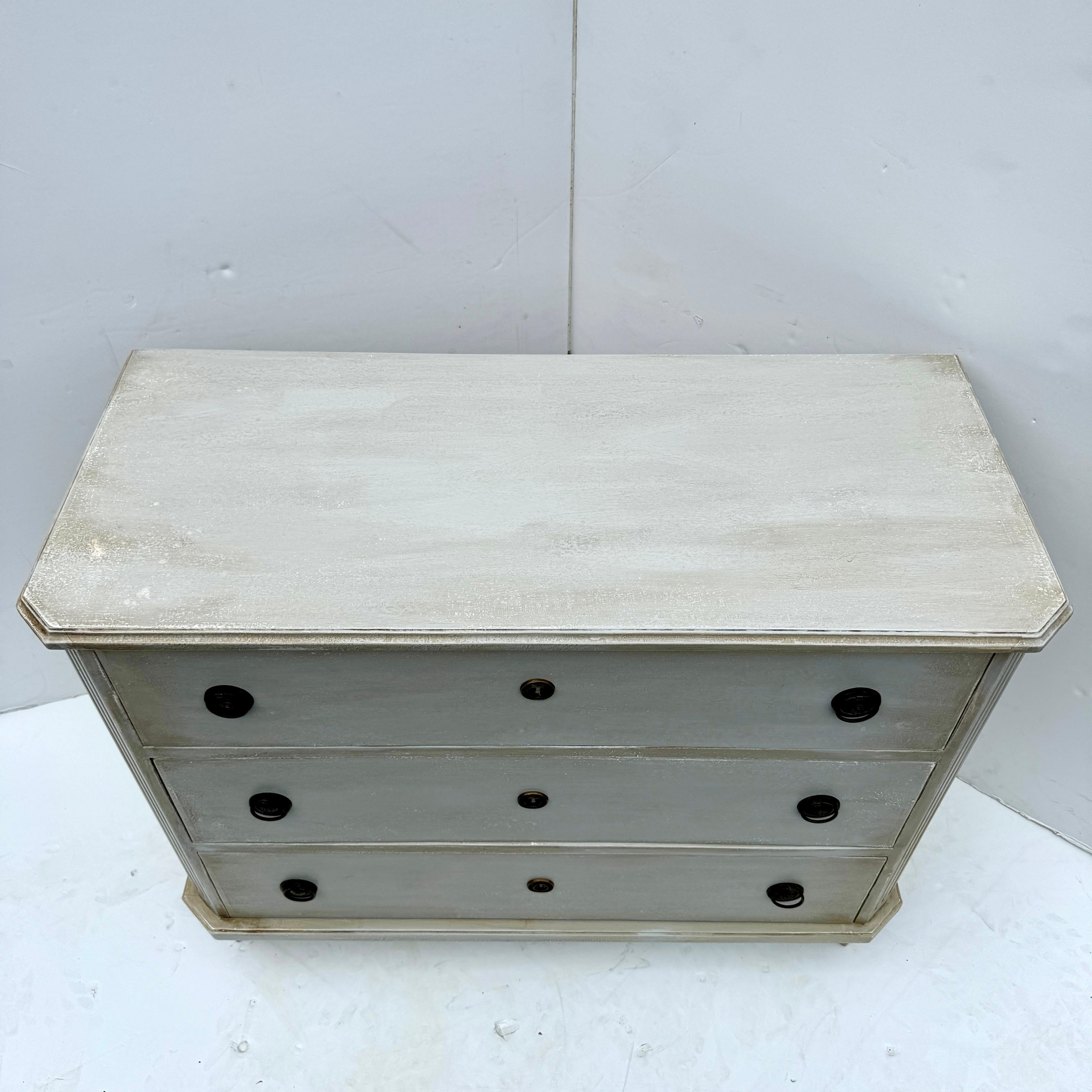 Hand-Crafted Large Swedish Gustavian Style Painted Chest of Drawers Bureau For Sale