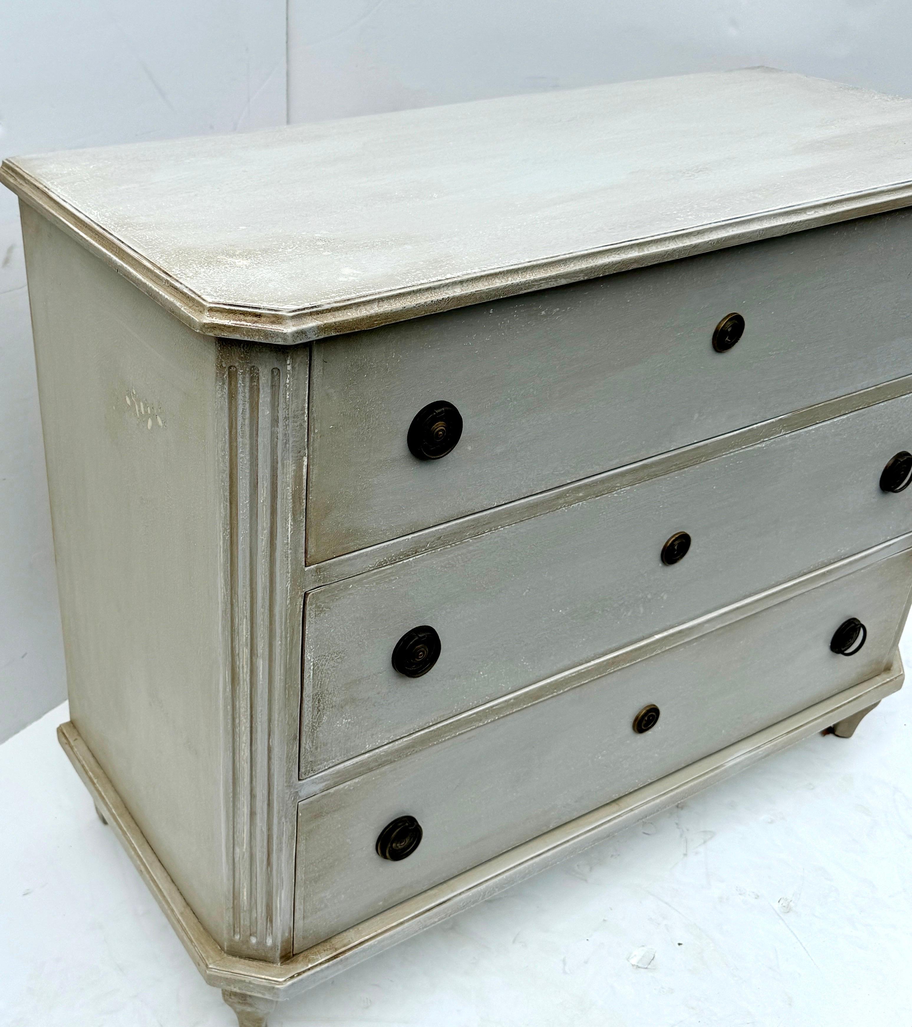 Large Swedish Gustavian Style Painted Chest of Drawers Bureau For Sale 2