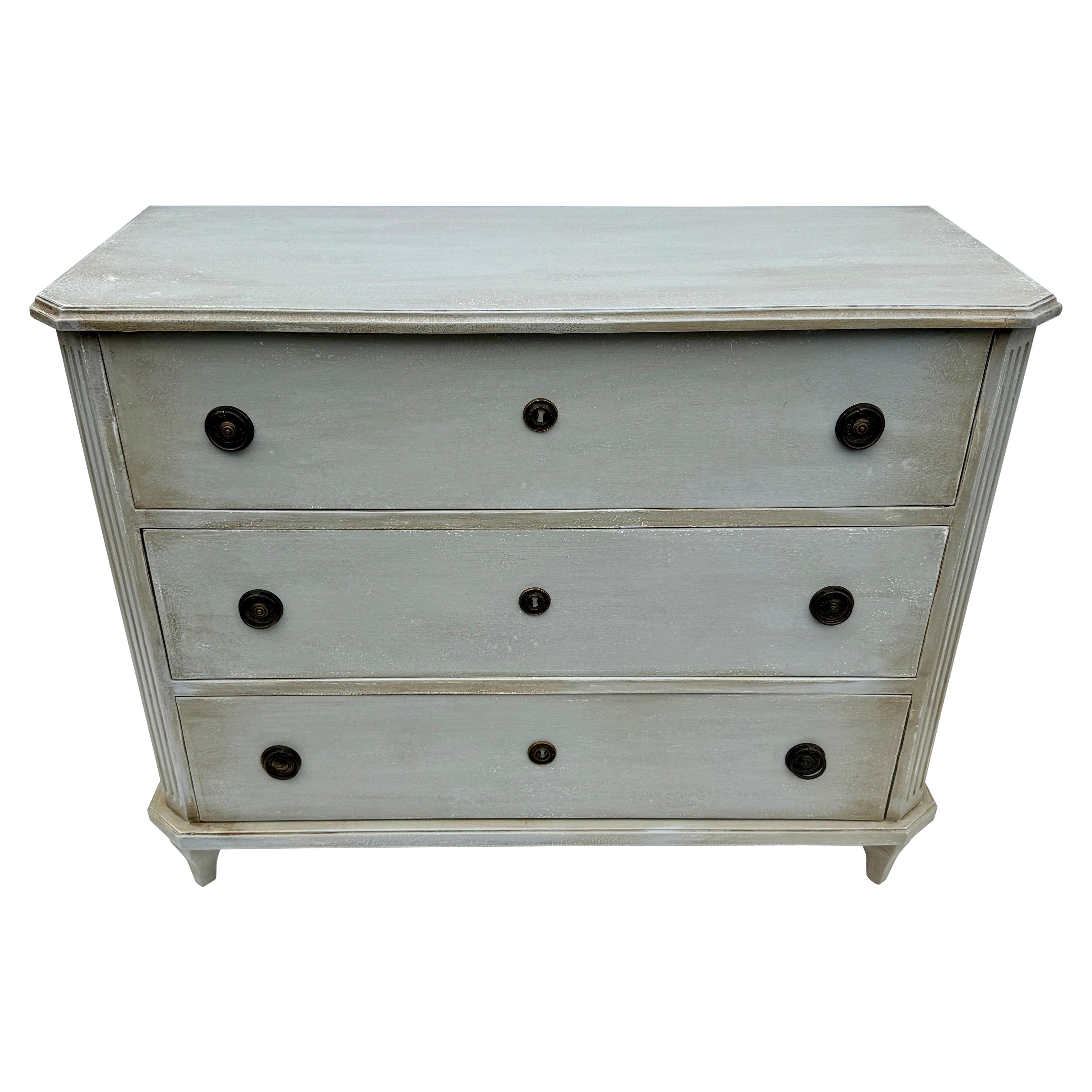 Large Swedish Gustavian Style Painted Chest of Drawers Dresser