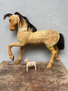 Large Swedish Hand-Carved Wooden Horse Model Sculpture, c. 1880