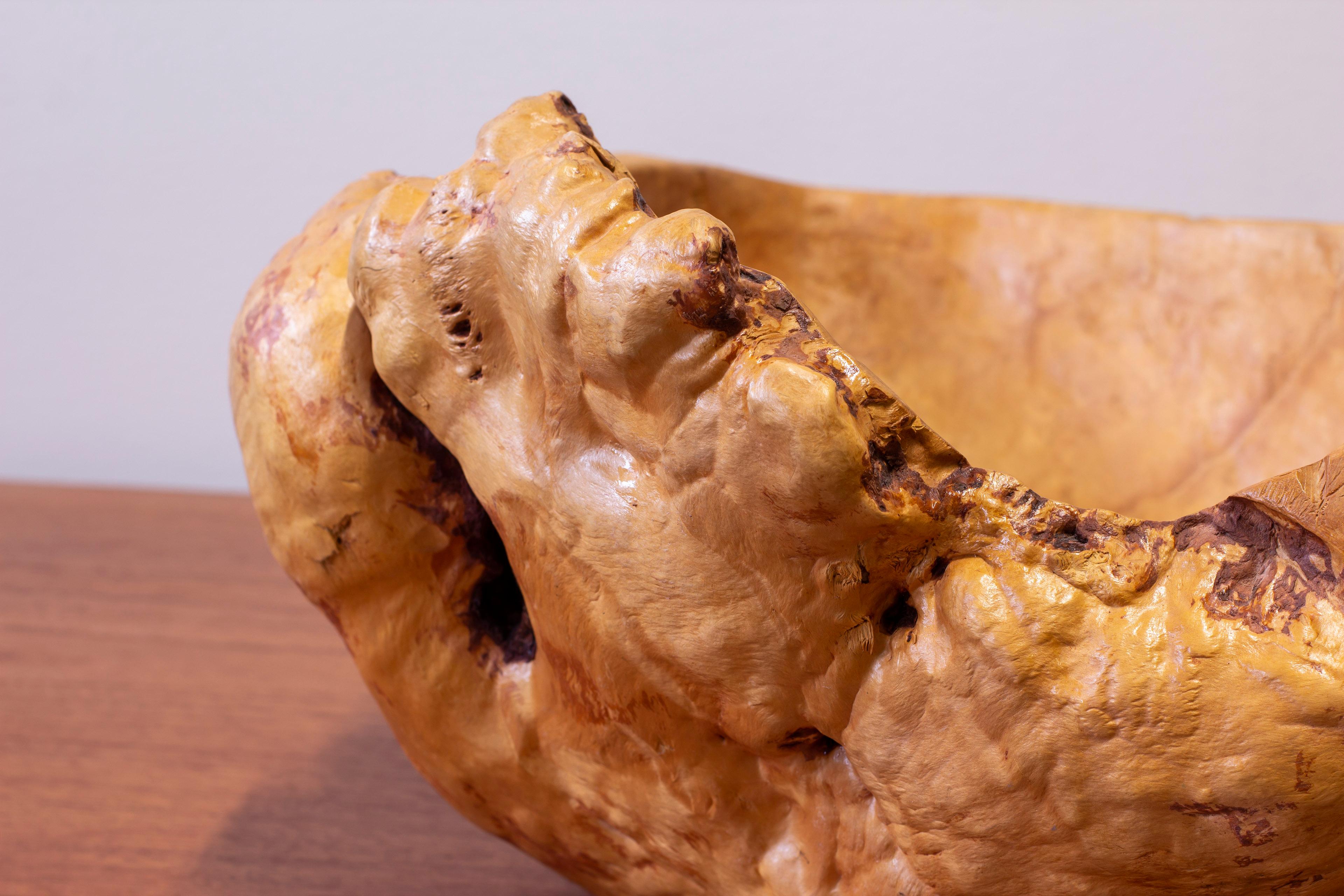 Gran cuenco sueco de madera burl de abedul hecho a mano, años 60-70 en venta 4
