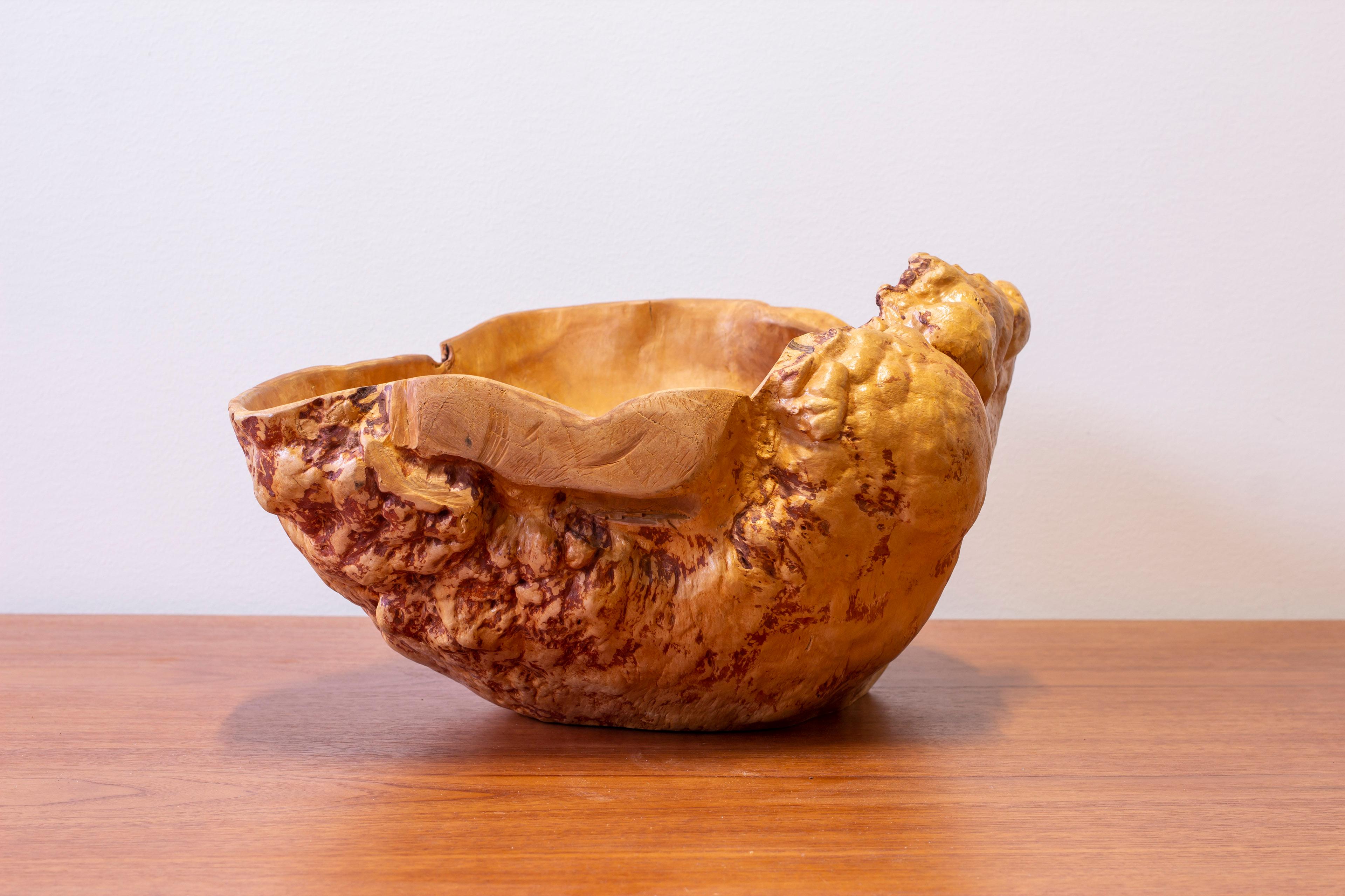 Gran cuenco sueco de madera burl de abedul hecho a mano, años 60-70 Abedul en venta