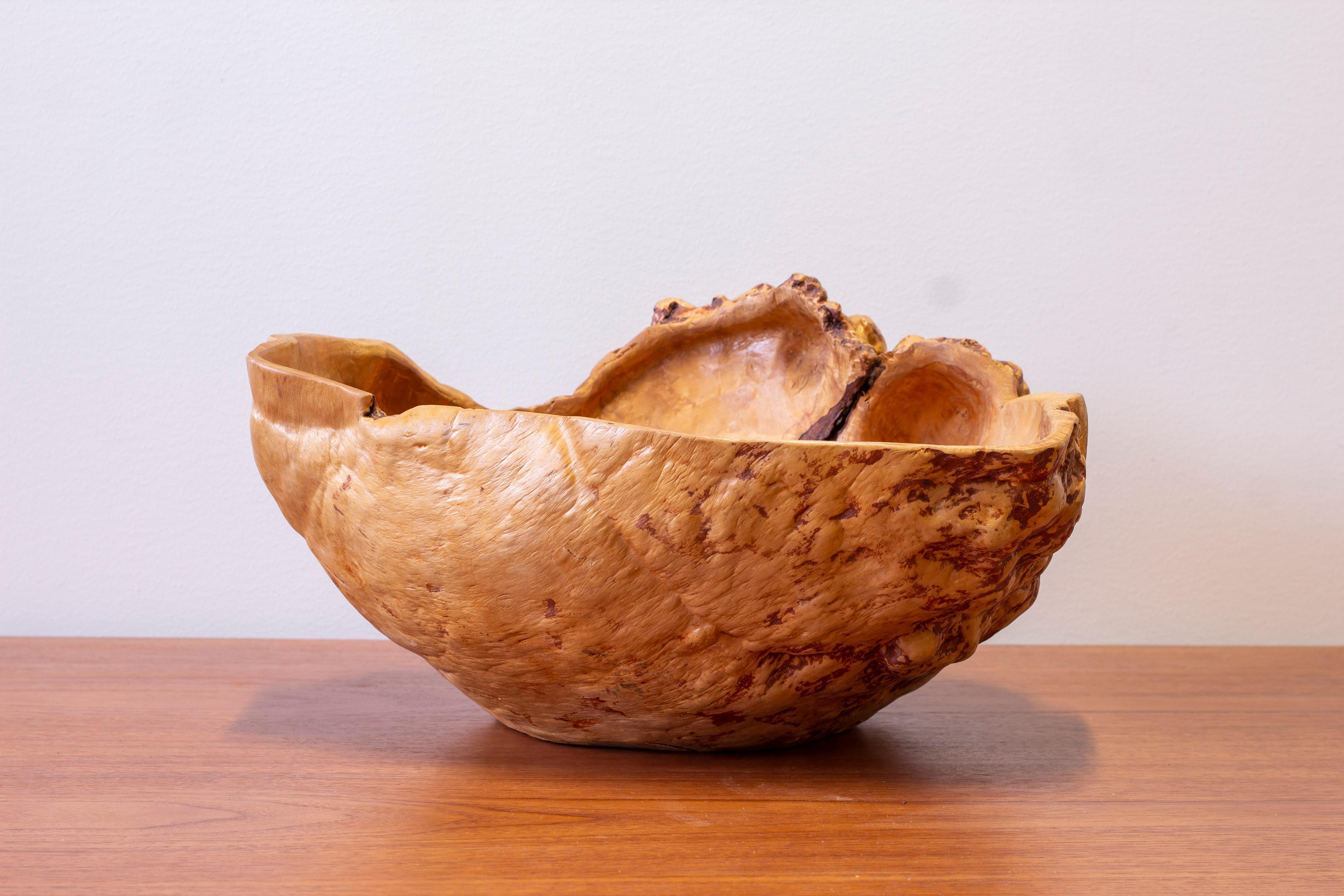 Gran cuenco sueco de madera burl de abedul hecho a mano, años 60-70 en venta 1
