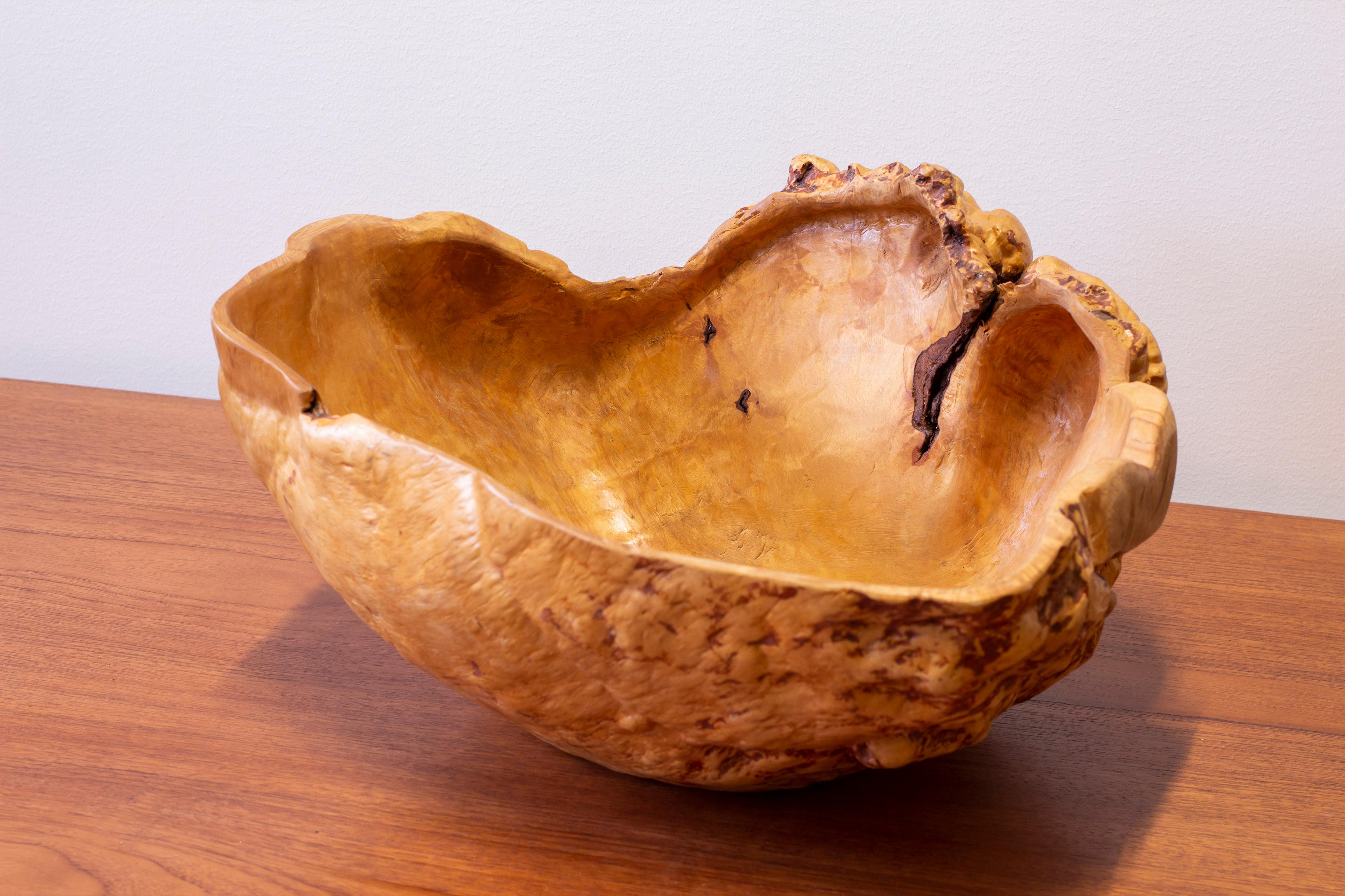 Gran cuenco sueco de madera burl de abedul hecho a mano, años 60-70 en venta 2