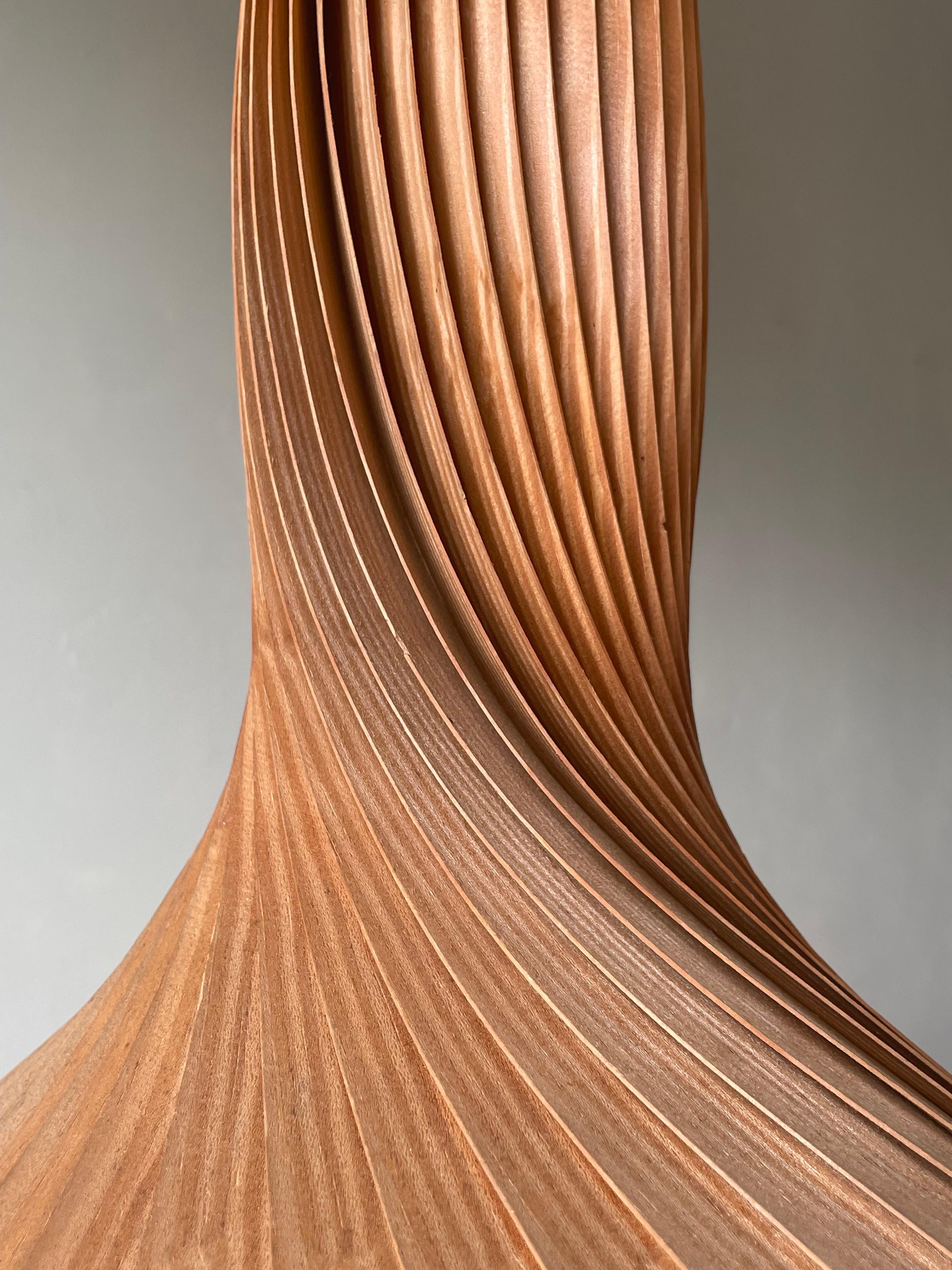 Large Swedish Jakobsson Swirling Pine Veneer Pendant, 1960s For Sale 3