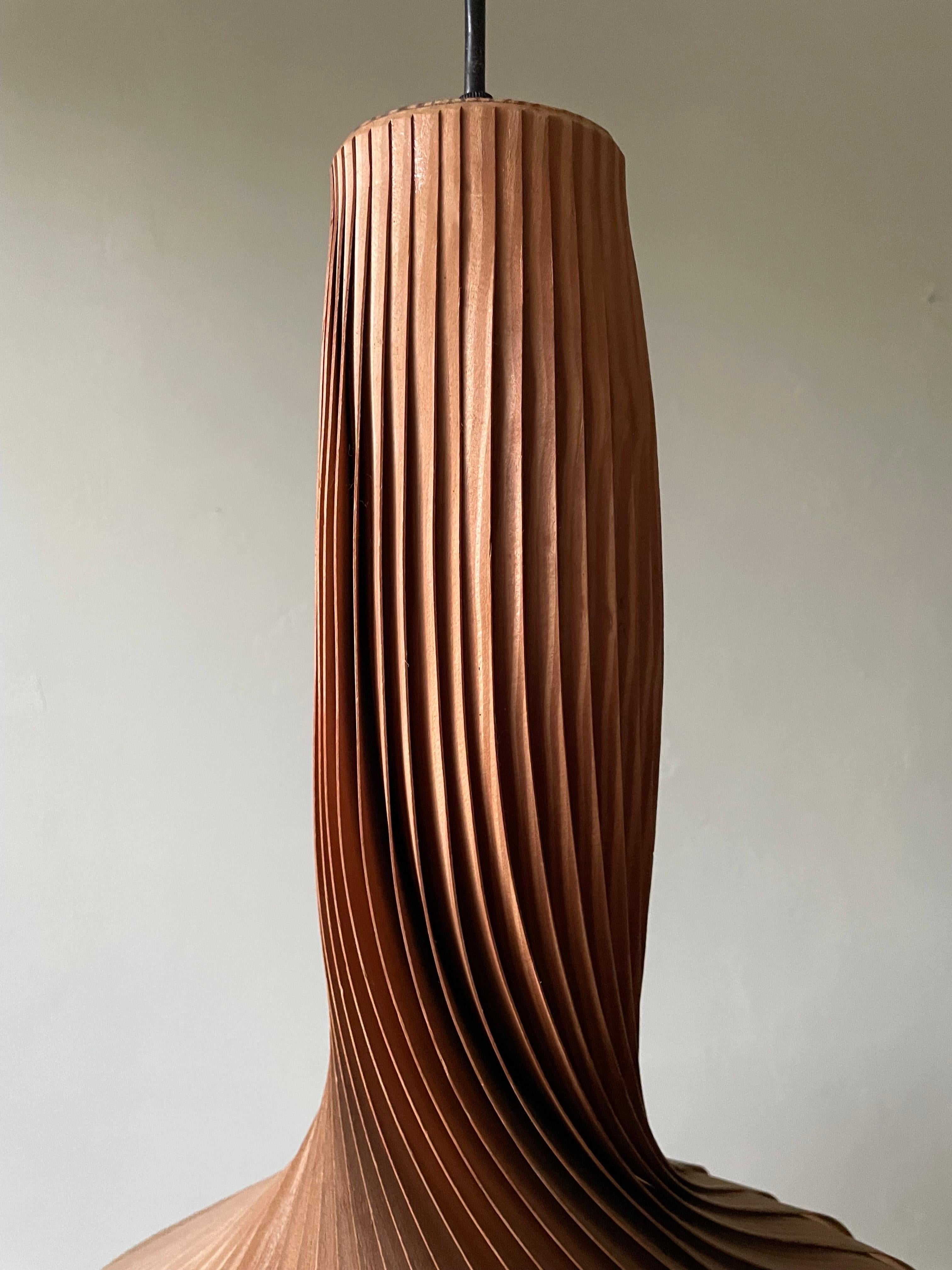 Large Swedish Jakobsson Swirling Pine Veneer Pendant, 1960s For Sale 4