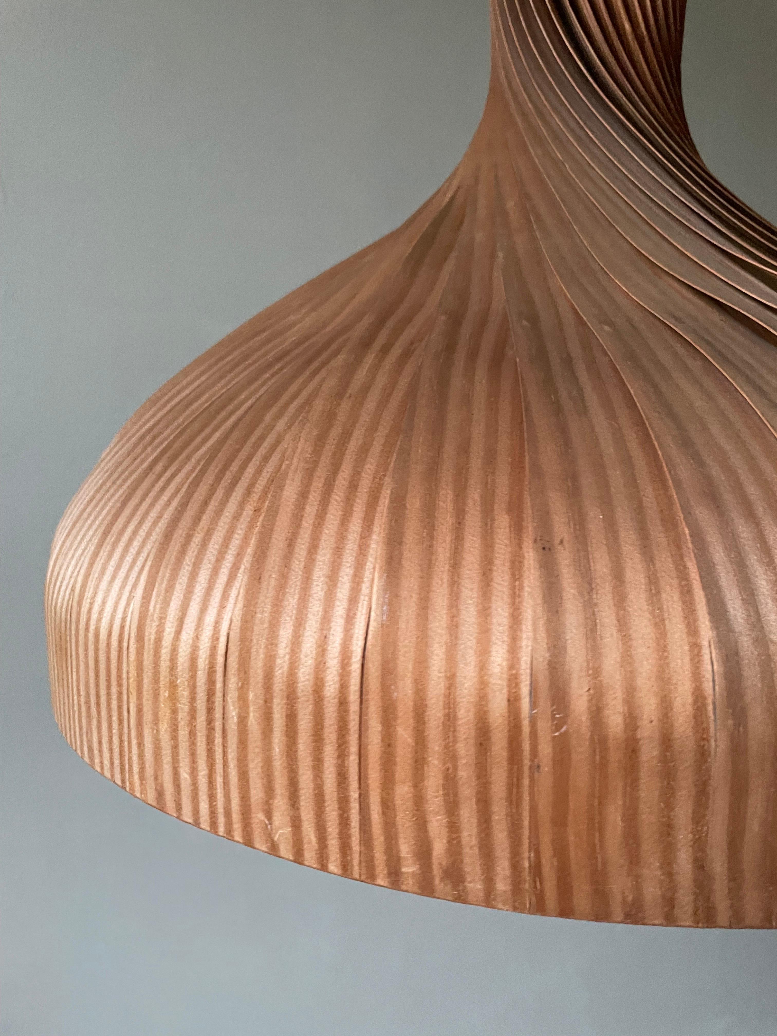 Large Swedish Jakobsson Swirling Pine Veneer Pendant, 1960s For Sale 6