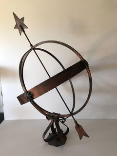 Large Swedish Mid-20th Century Garden Copper Sundial