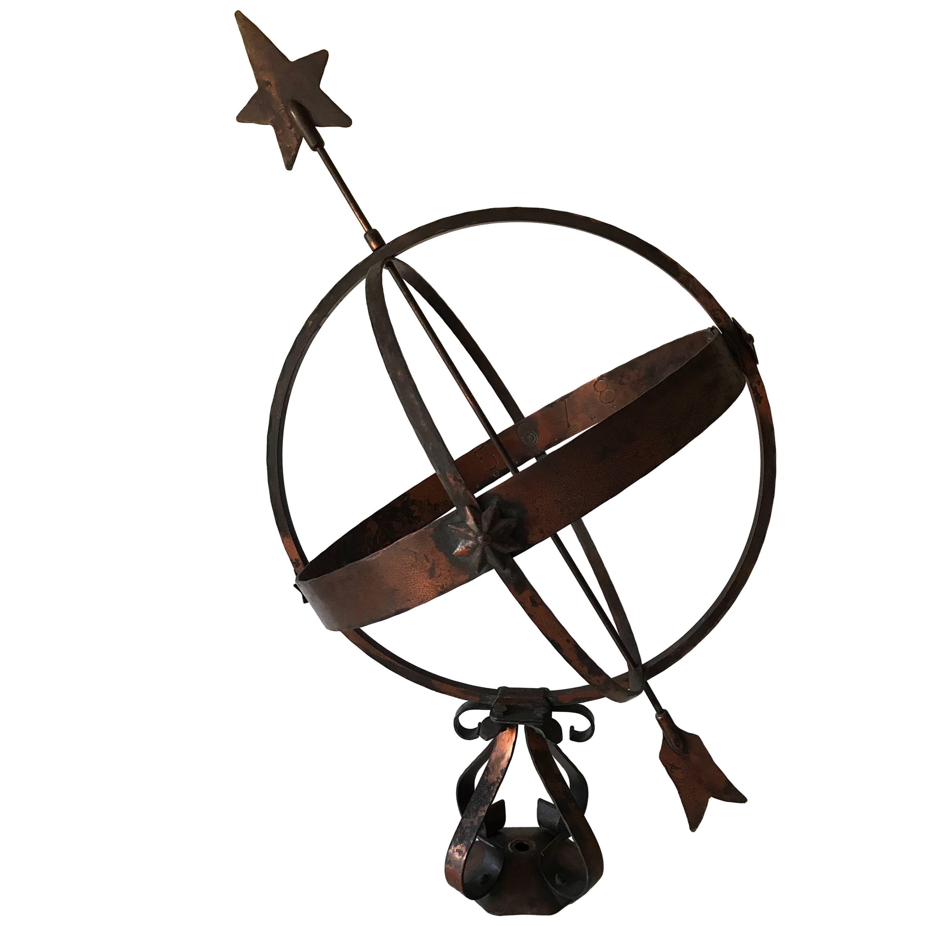 Large Swedish Mid-20th Century Garden Copper Sundial For Sale