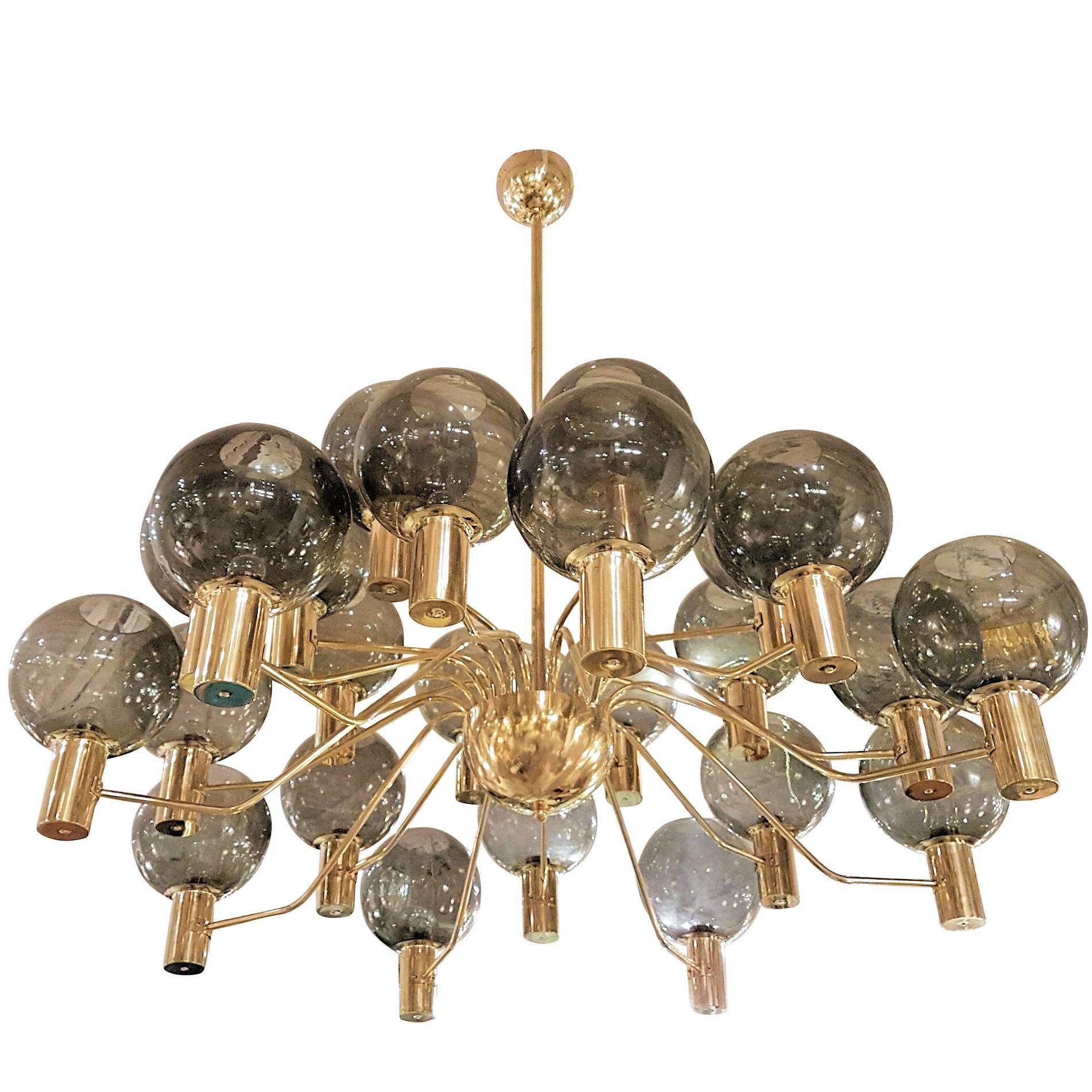 Large Swedish Mid-Century Modern Chandelier Attributed to Hans-Agne Jacobsson