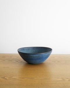 Large Swedish Mid Century Blue Stoneware Bowl by Stig Lindberg for Gustavsberg